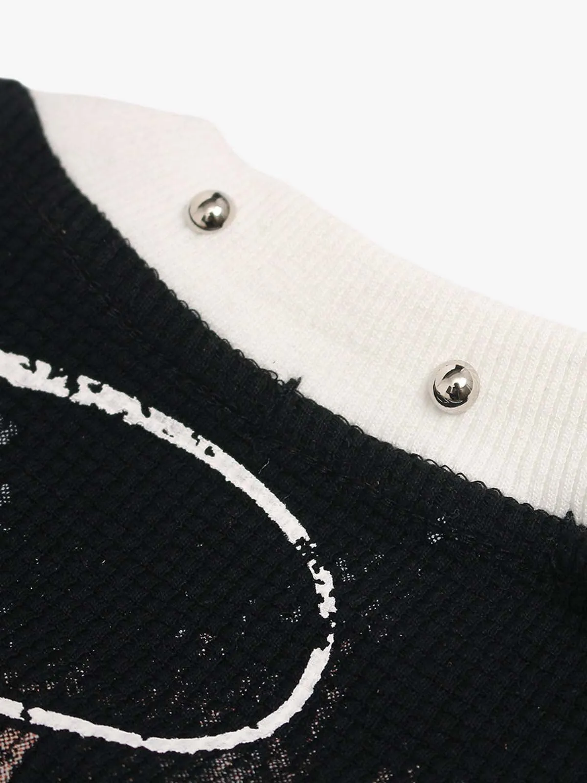 Gothic Cross Print Studded Collar Waffle Knit Graphic T-Shirt sold by Thesupermade product image thumbnail 4
