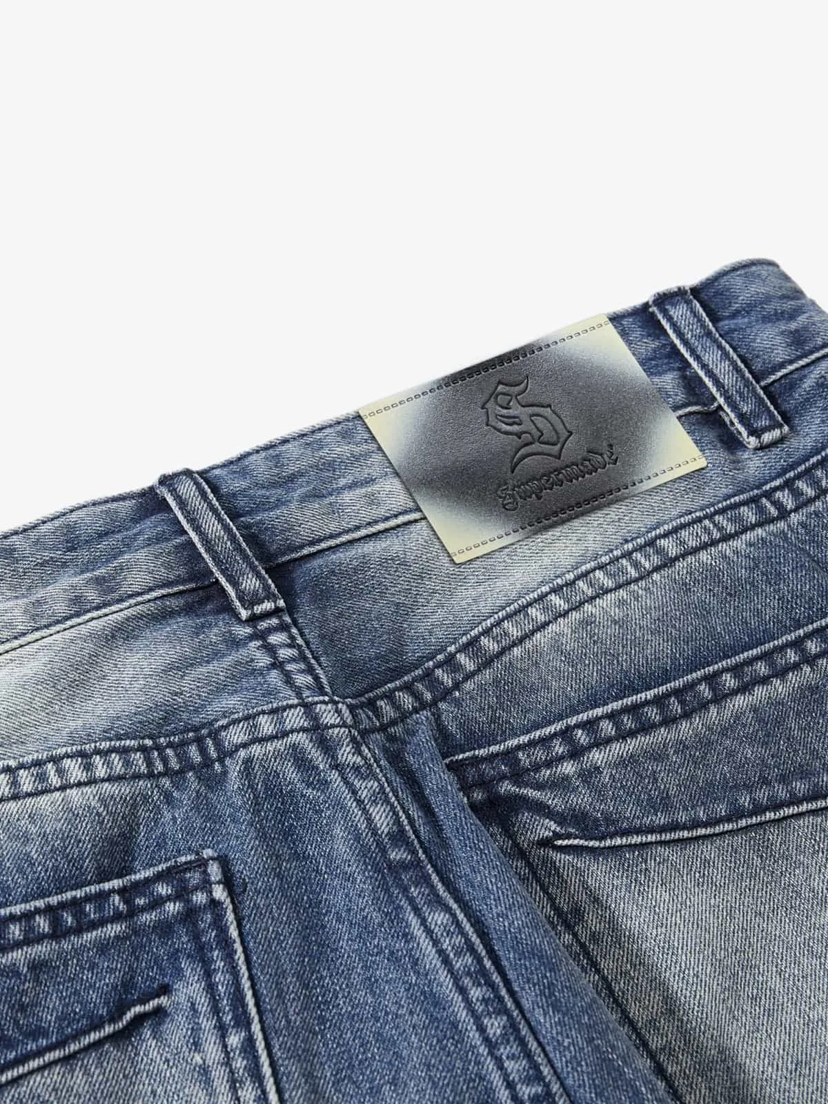 Vintage Washed Distressed Flared Denim Jeans sold by Thesupermade product image thumbnail 4