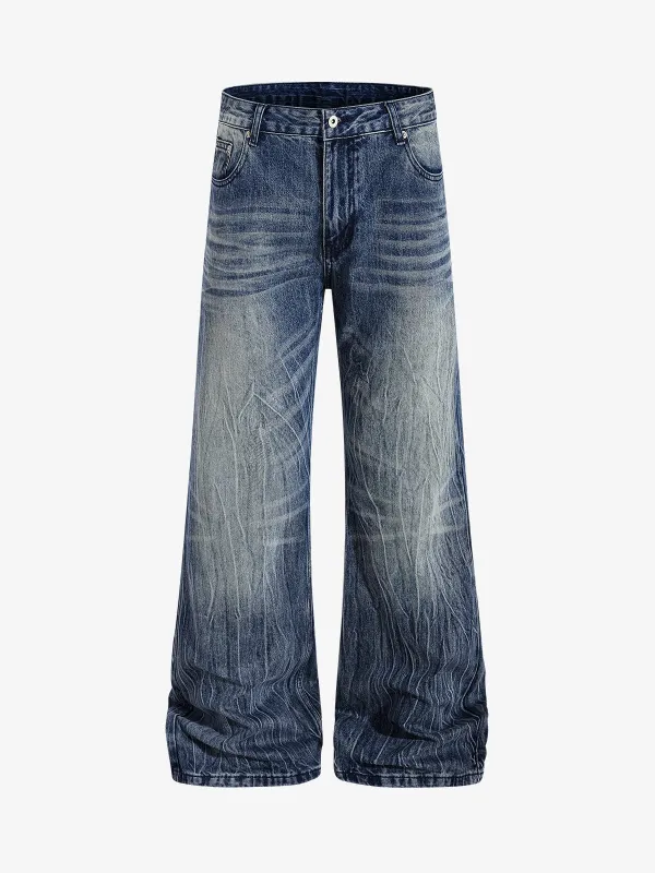Vintage Washed Distressed Flared Denim Jeans made by Thesupermade