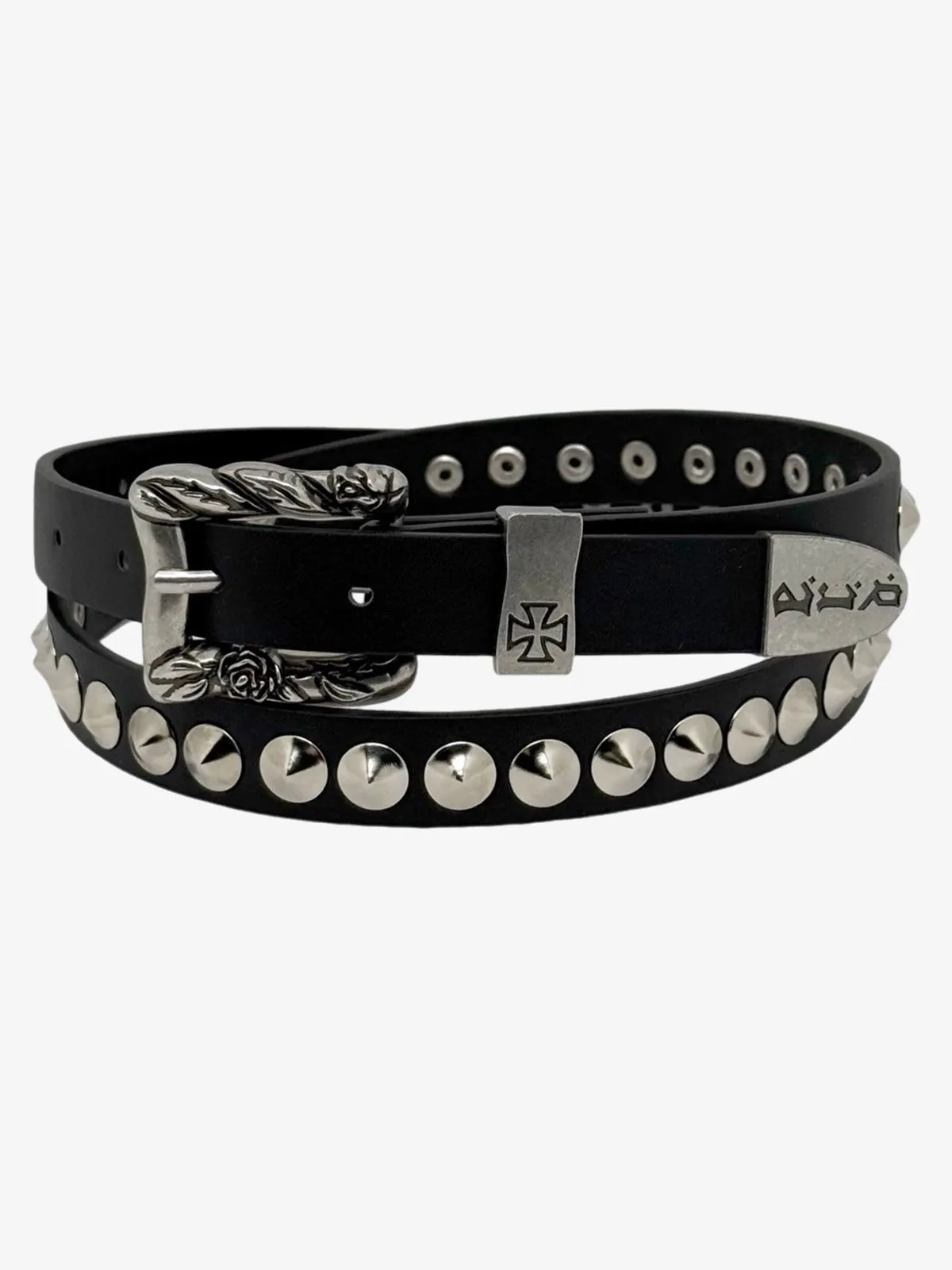 Gothic Cross Studded PU Leather Belt with Alloy Buckle sold by Thesupermade