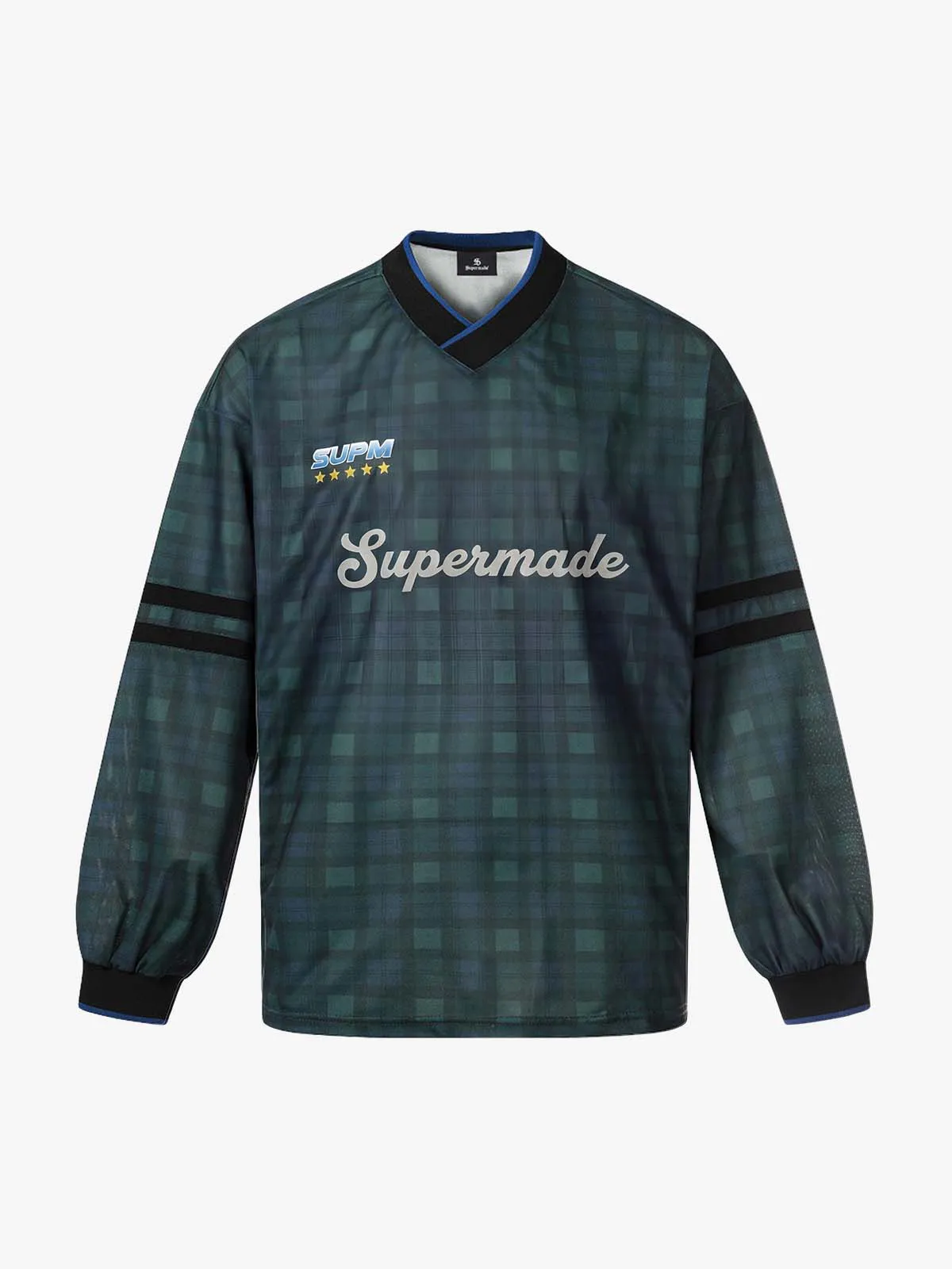 Plaid V-Neck Sport Long Sleeve Jersey sold by Thesupermade