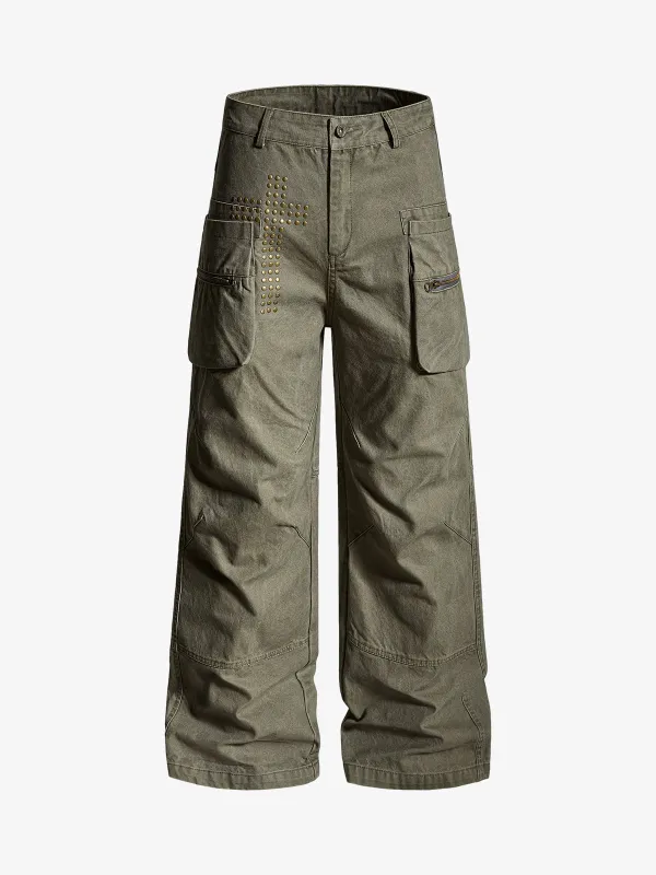 Vintage Utility Studded Cross Straight Leg Pants made by Thesupermade