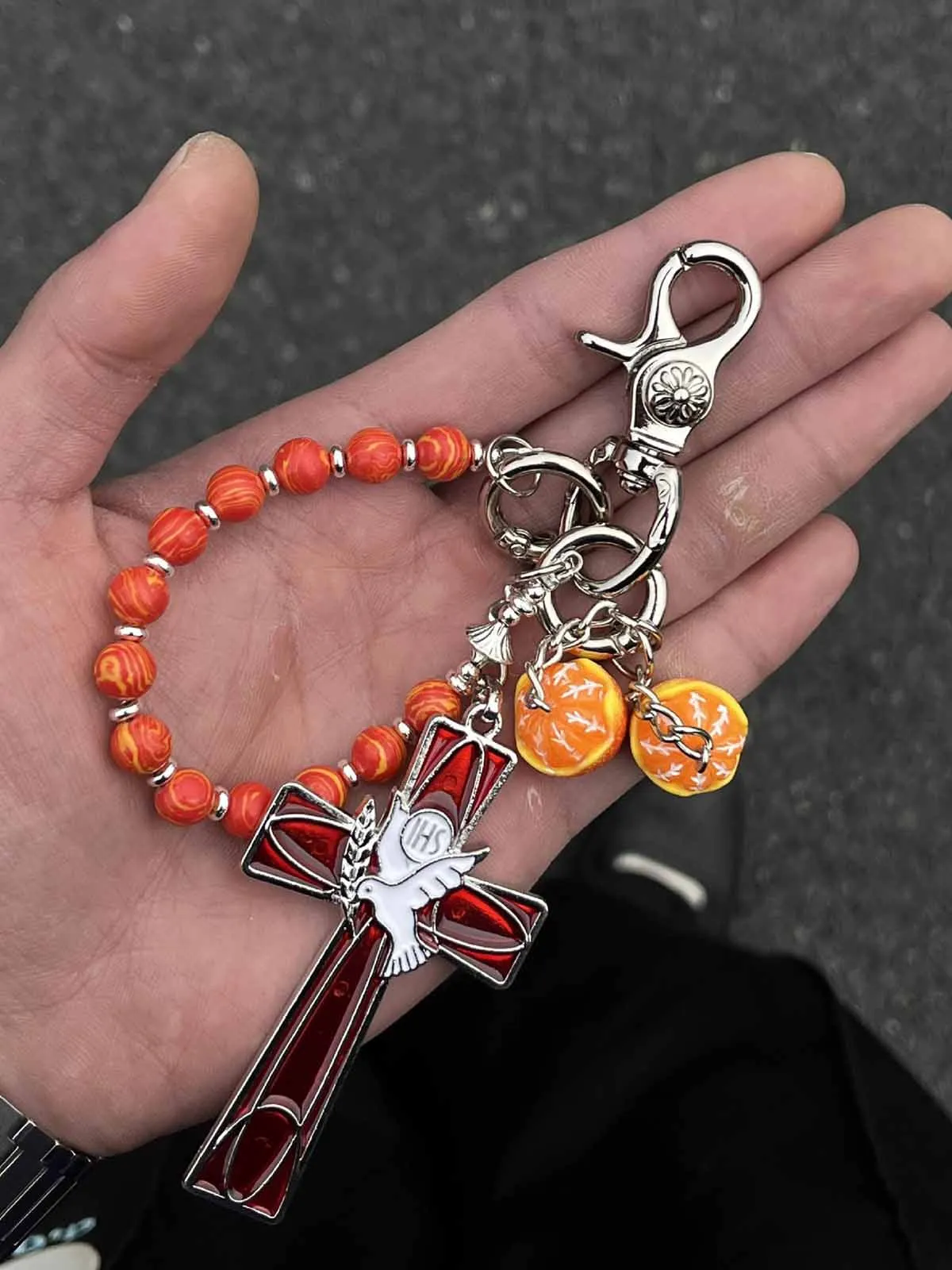 Beaded Cross Pendant Keychain sold by Thesupermade product image thumbnail 3