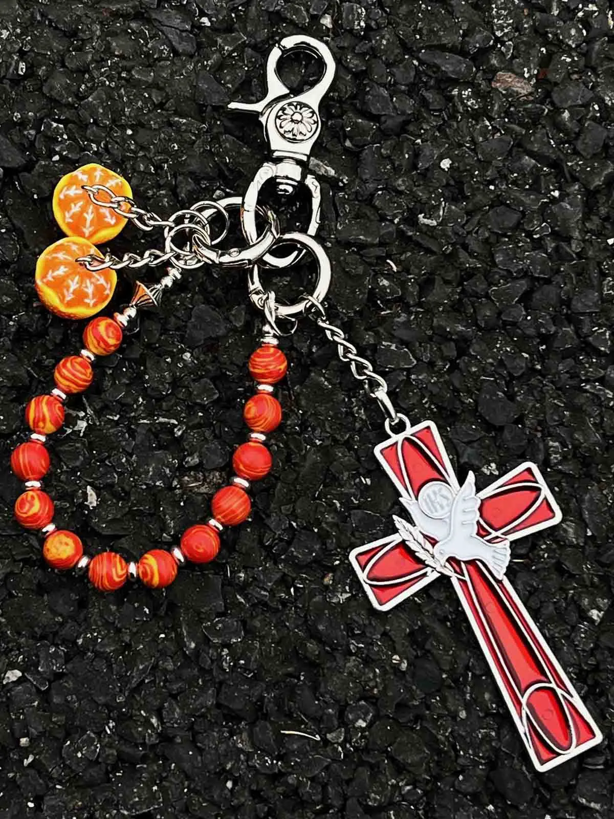 Beaded Cross Pendant Keychain sold by Thesupermade