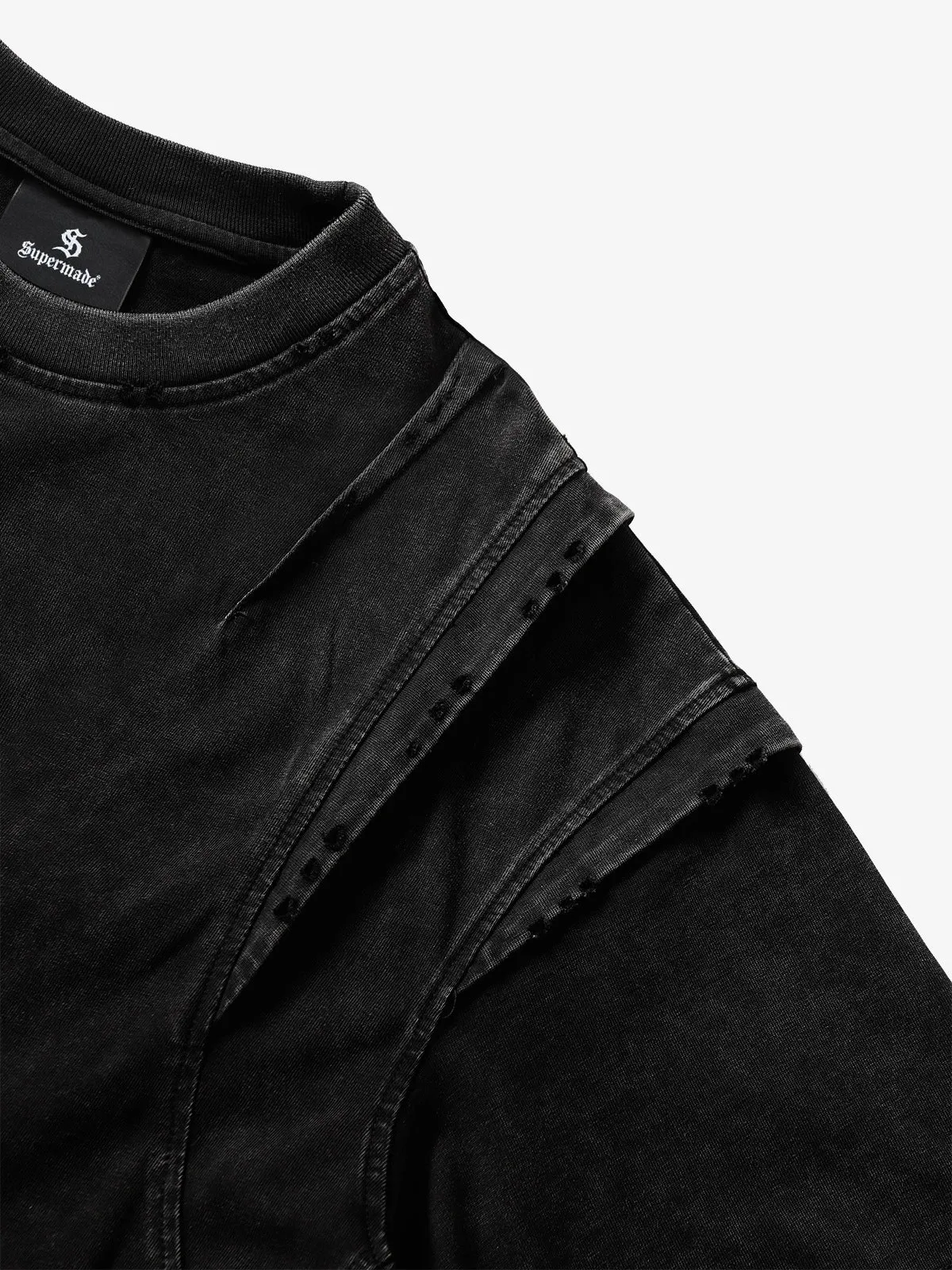 Vintage Washed Structured Shoulder Distressed T-Shirt sold by Thesupermade product image thumbnail 5