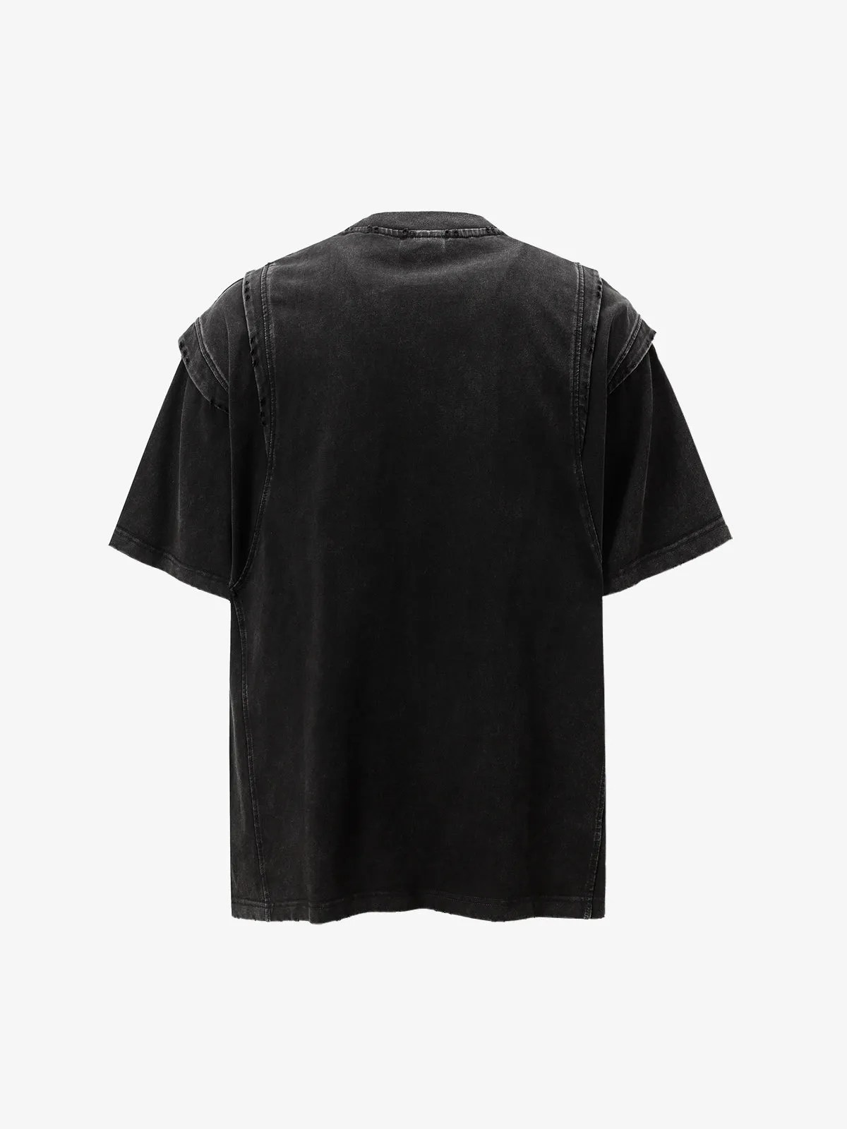 Vintage Washed Structured Shoulder Distressed T-Shirt sold by Thesupermade product image thumbnail 2