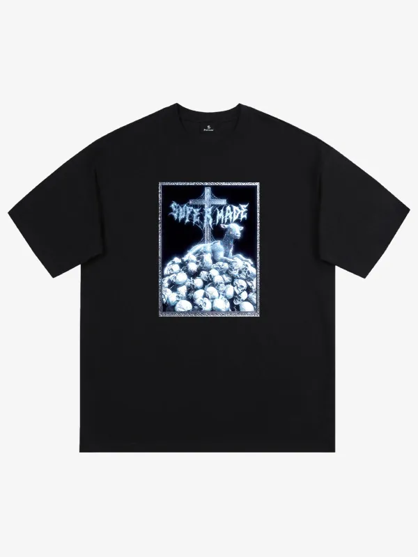 Gothic Cross Skull Graphic T-Shirt made by Thesupermade