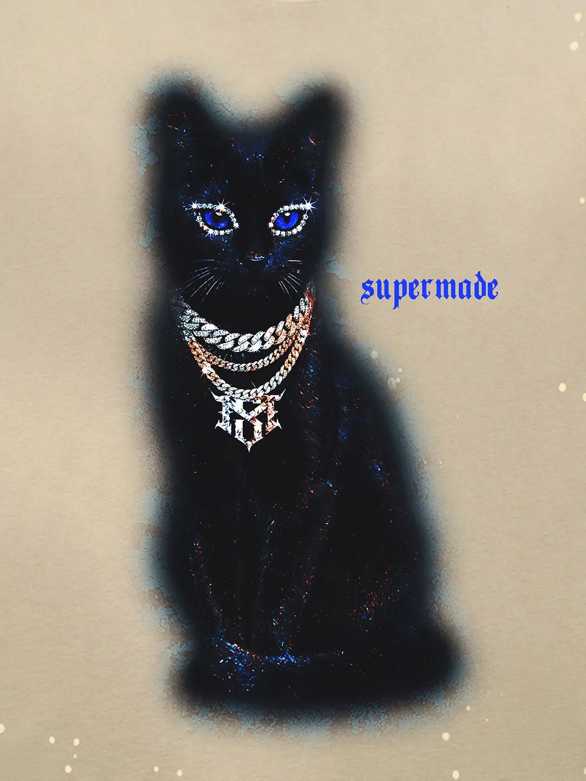 Splatter Design Chain Black Cat Graphic T-Shirt sold by Thesupermade product image thumbnail 5