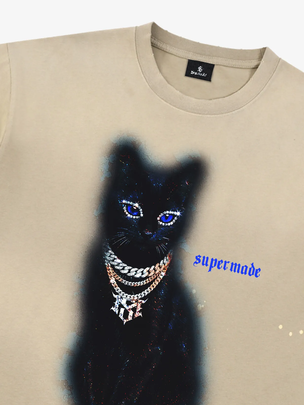 Splatter Design Chain Black Cat Graphic T-Shirt sold by Thesupermade product image thumbnail 3