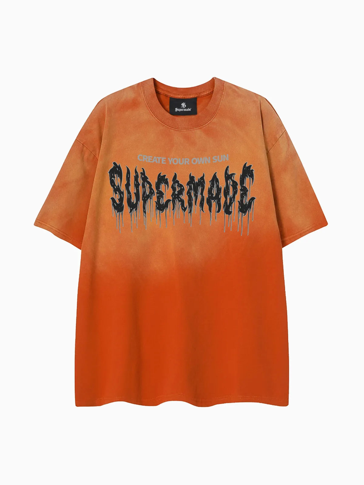 Washed Gradient Gothic Logo Graphic Cotton T-Shirt sold by Thesupermade