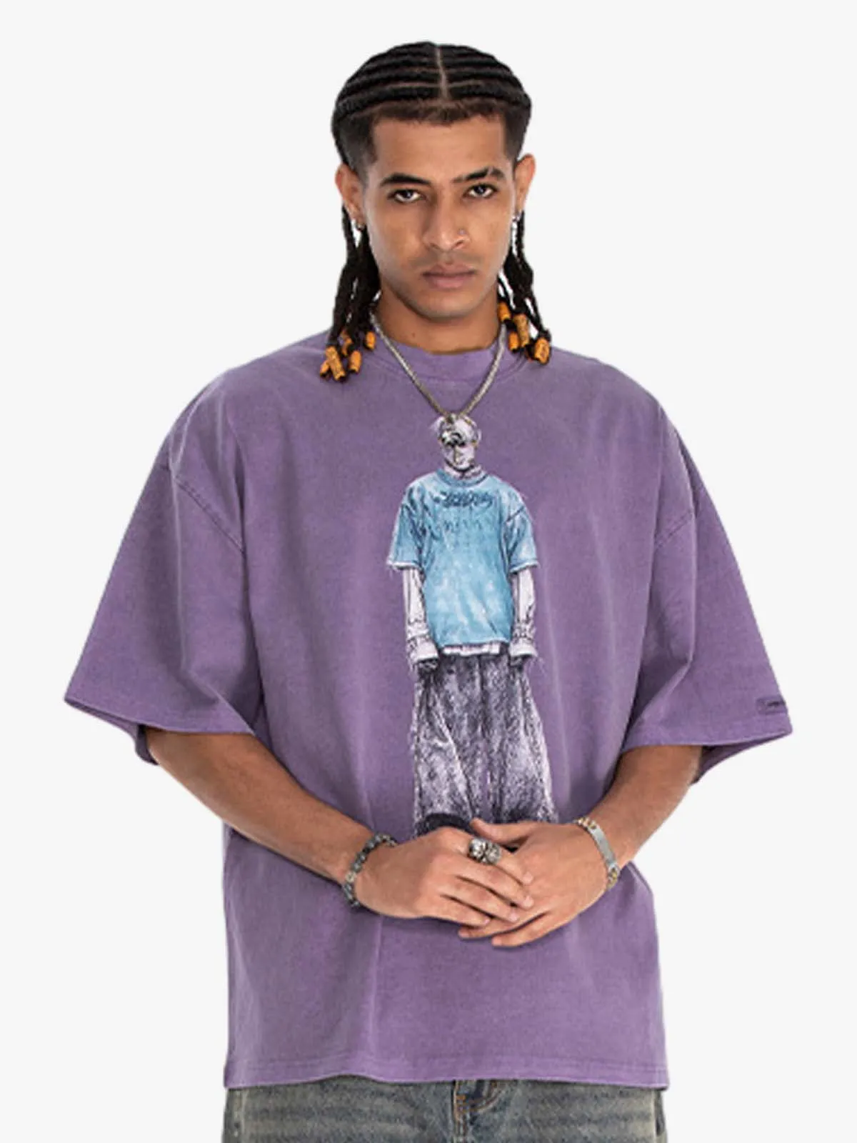 Vintage Washed Skeleton Graphic Oversized T-Shirt sold by Thesupermade