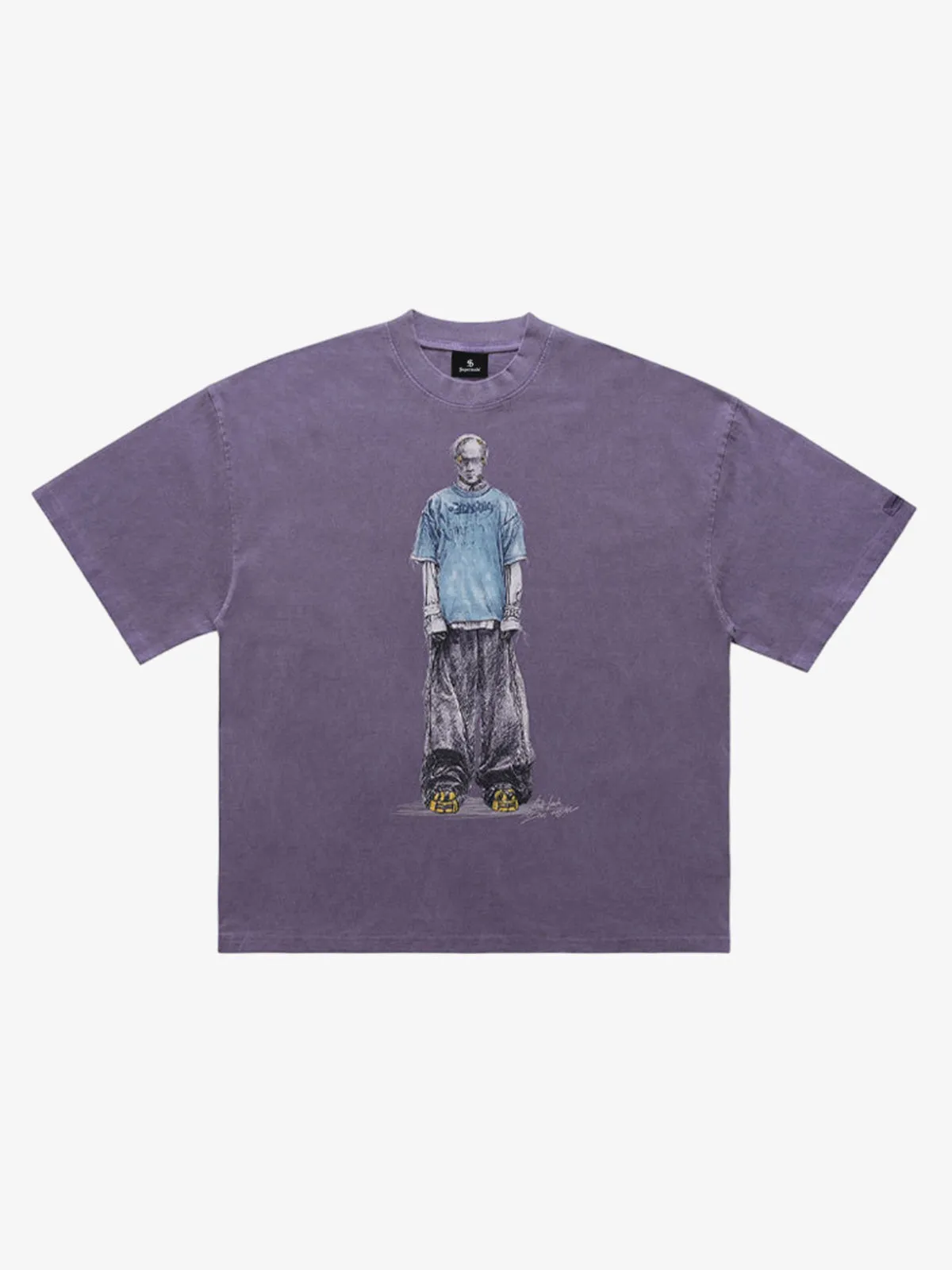 Vintage Washed Skeleton Graphic Oversized T-Shirt sold by Thesupermade product image thumbnail 4