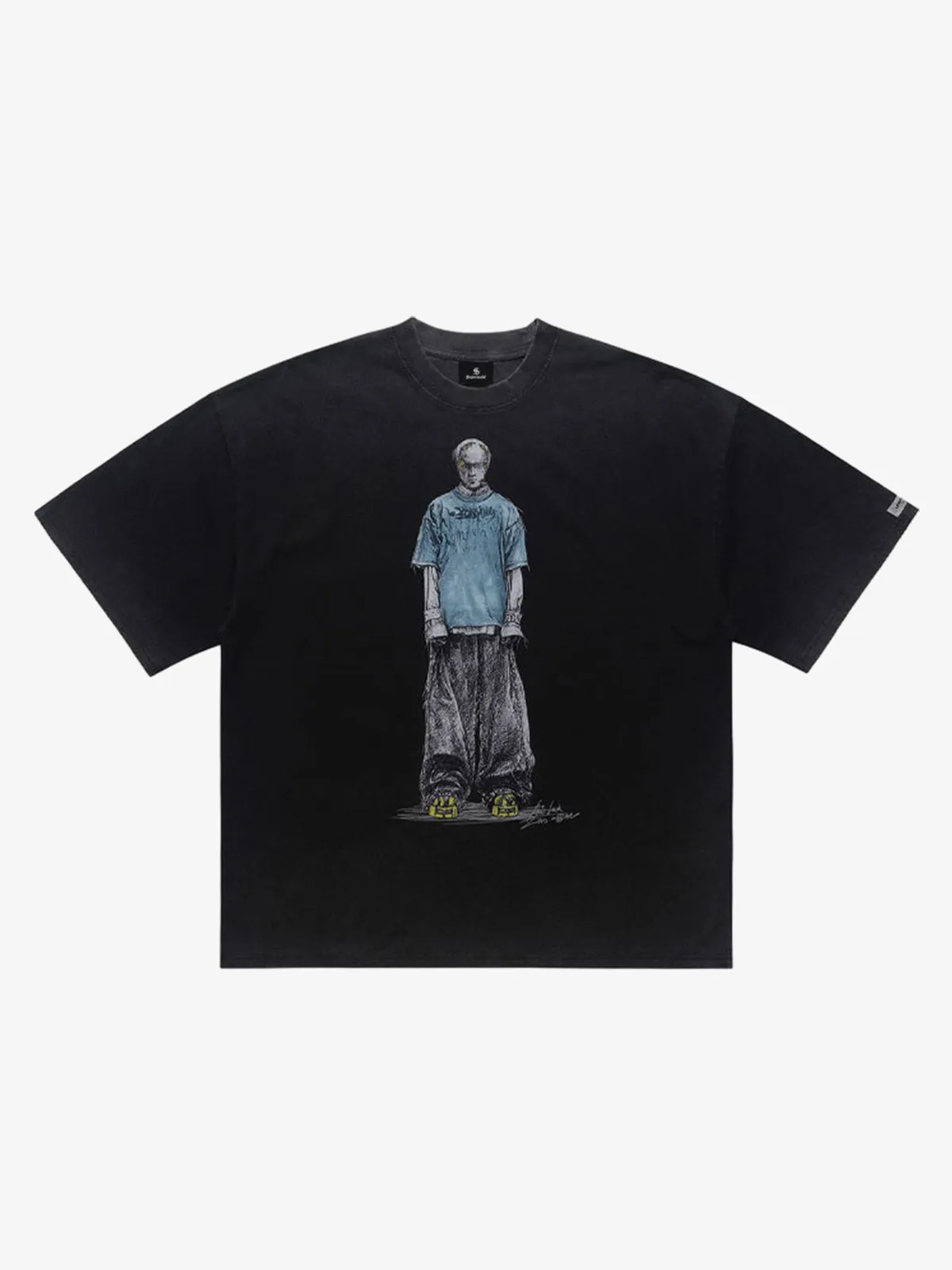 Vintage Washed Skeleton Graphic Oversized T-Shirt sold by Thesupermade product image thumbnail 2