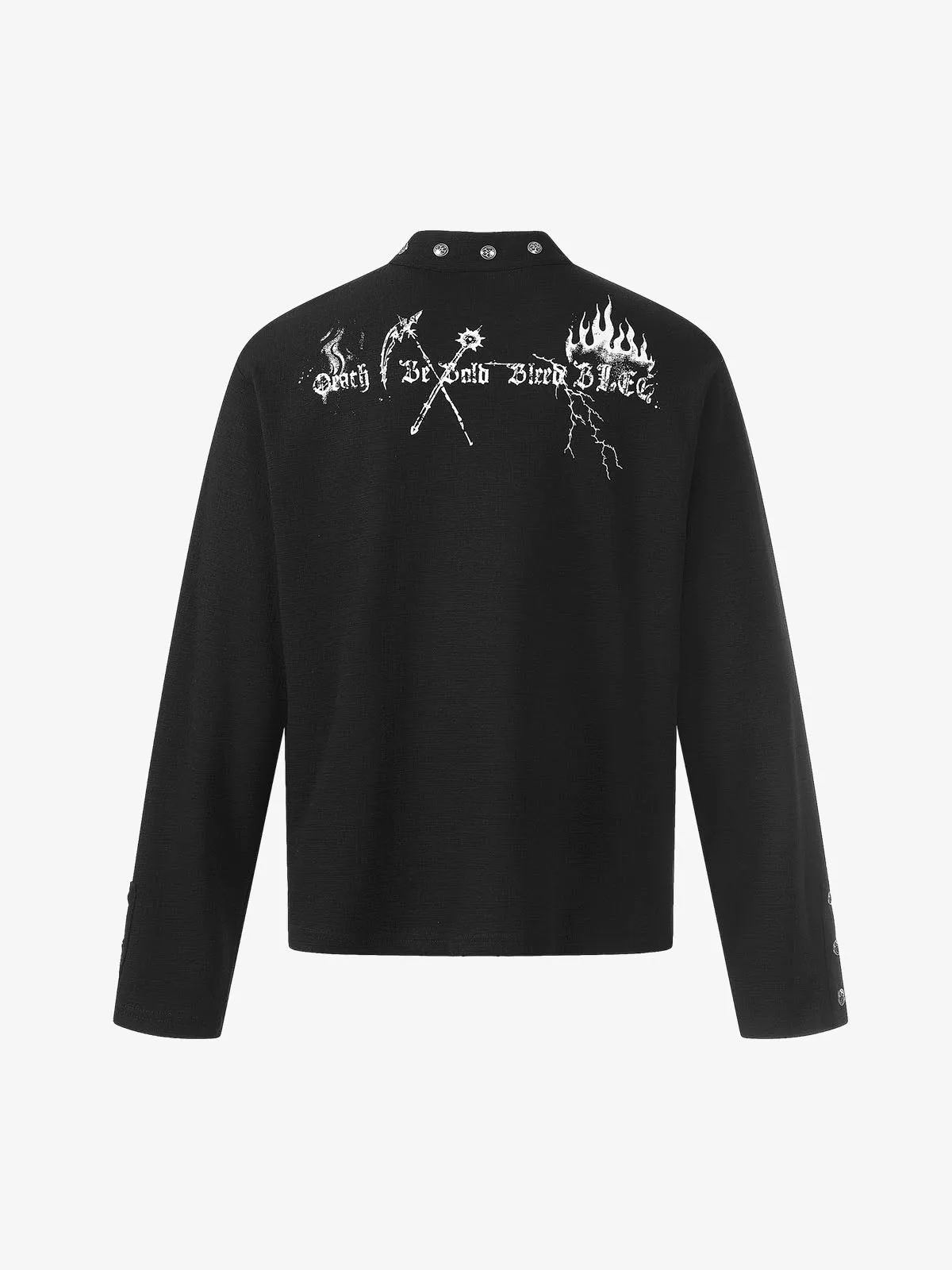 Gothic Angel Skull Graphic Studded Collar Long Sleeve T-Shirt sold by Thesupermade product image thumbnail 3