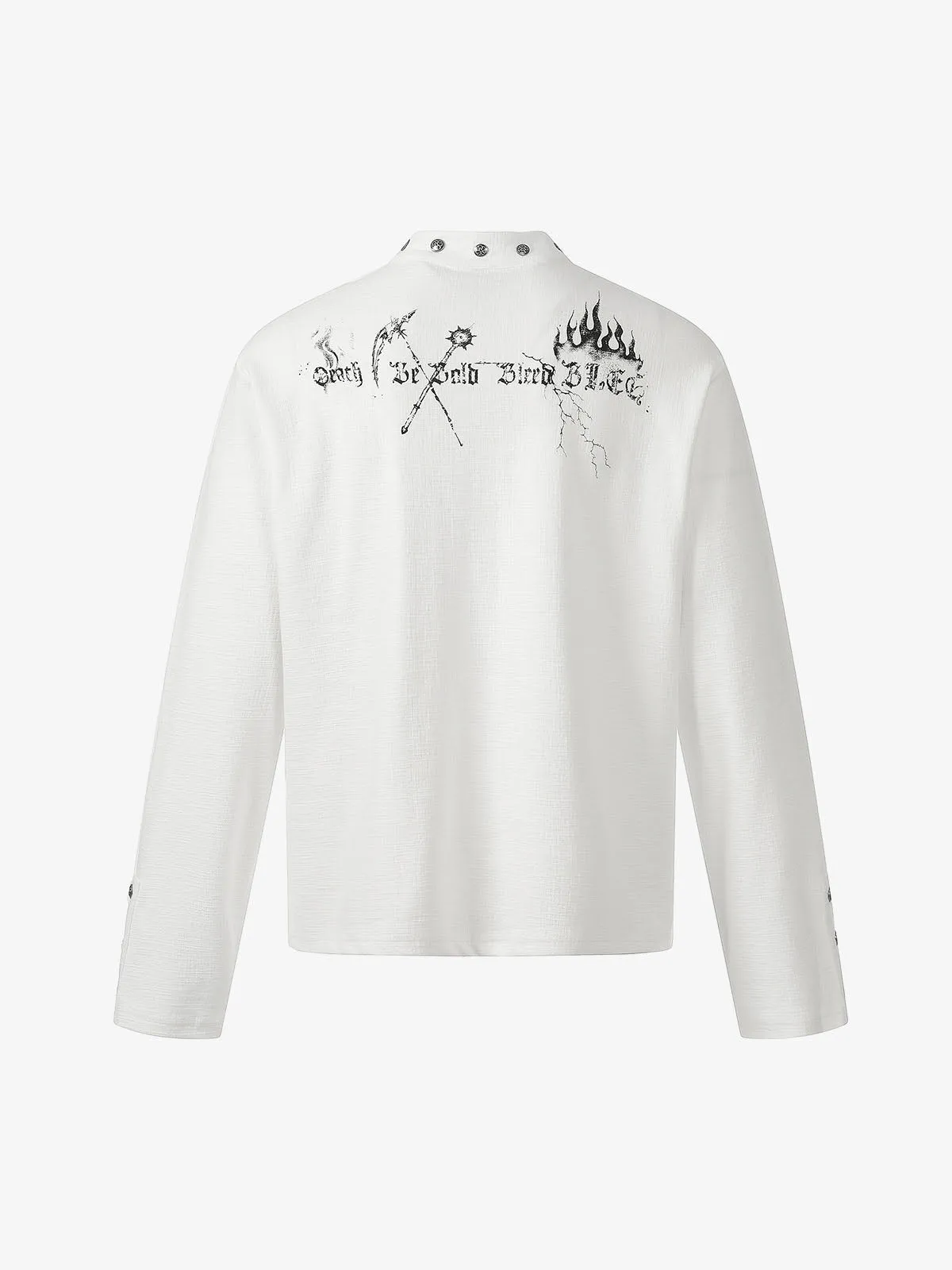 Gothic Angel Skull Graphic Studded Collar Long Sleeve T-Shirt sold by Thesupermade product image thumbnail 4