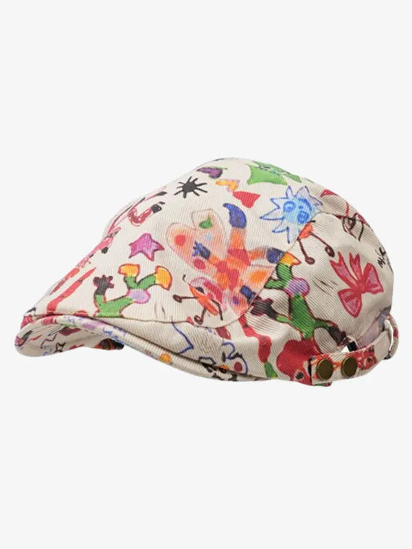 Graffiti Doodle Print Cotton Newsboy Cap sold by Thesupermade