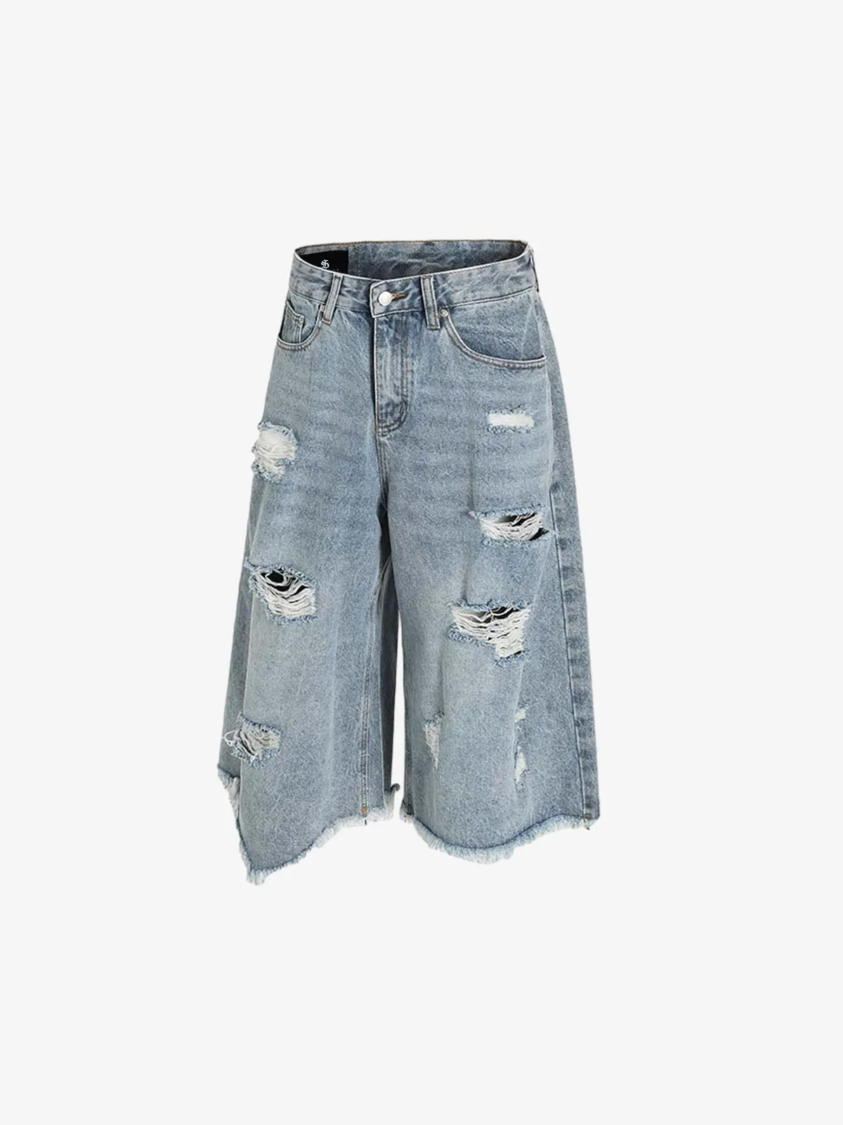 Distressed Light Wash Denim Jorts sold by Thesupermade product image thumbnail 3