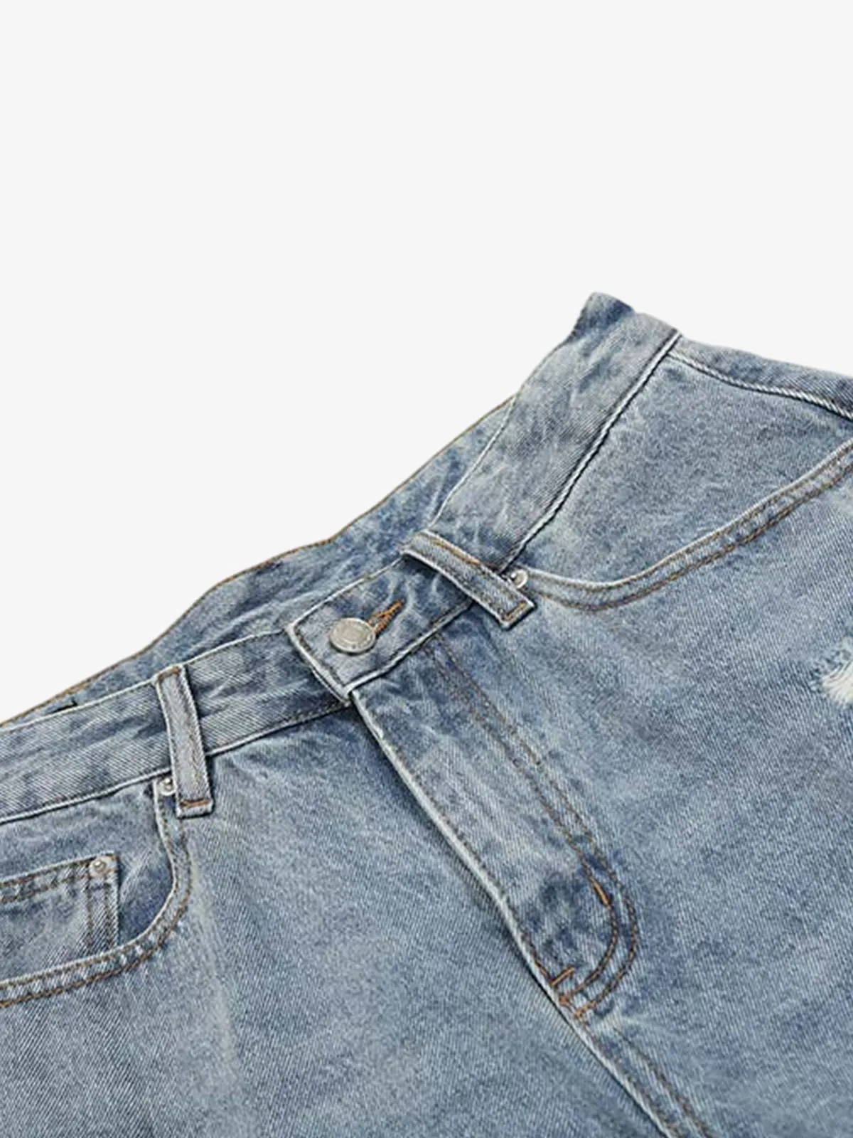 Distressed Light Wash Denim Jorts sold by Thesupermade product image thumbnail 4