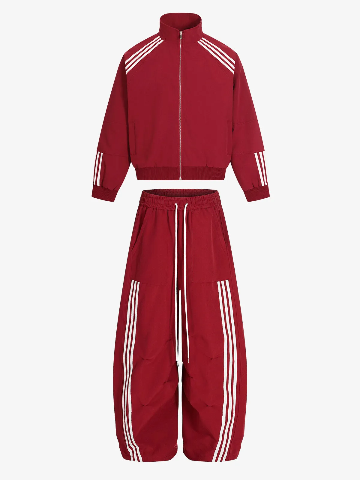 Striped Zip-Up Track Jacket and Wide-Leg Track Pants Set sold by Thesupermade product image thumbnail 2