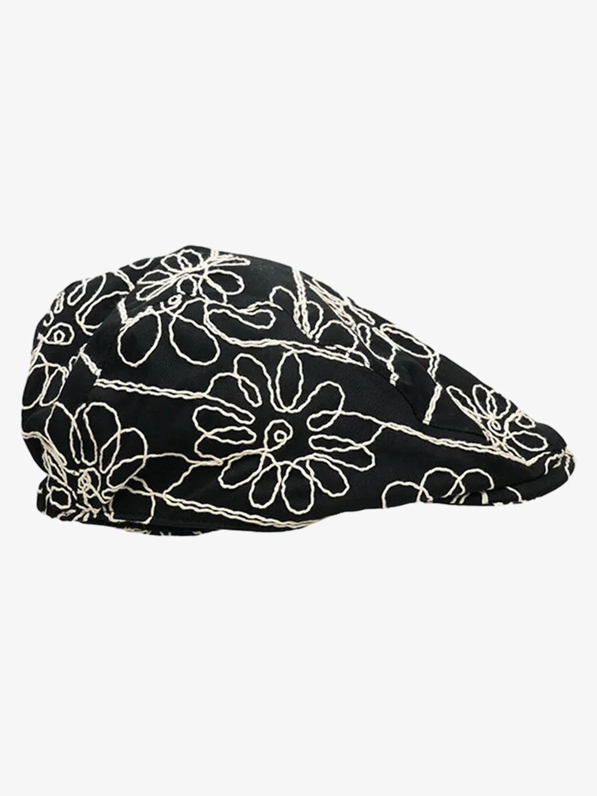 Floral Embroidered Cotton Flat Cap sold by Thesupermade product image thumbnail 3