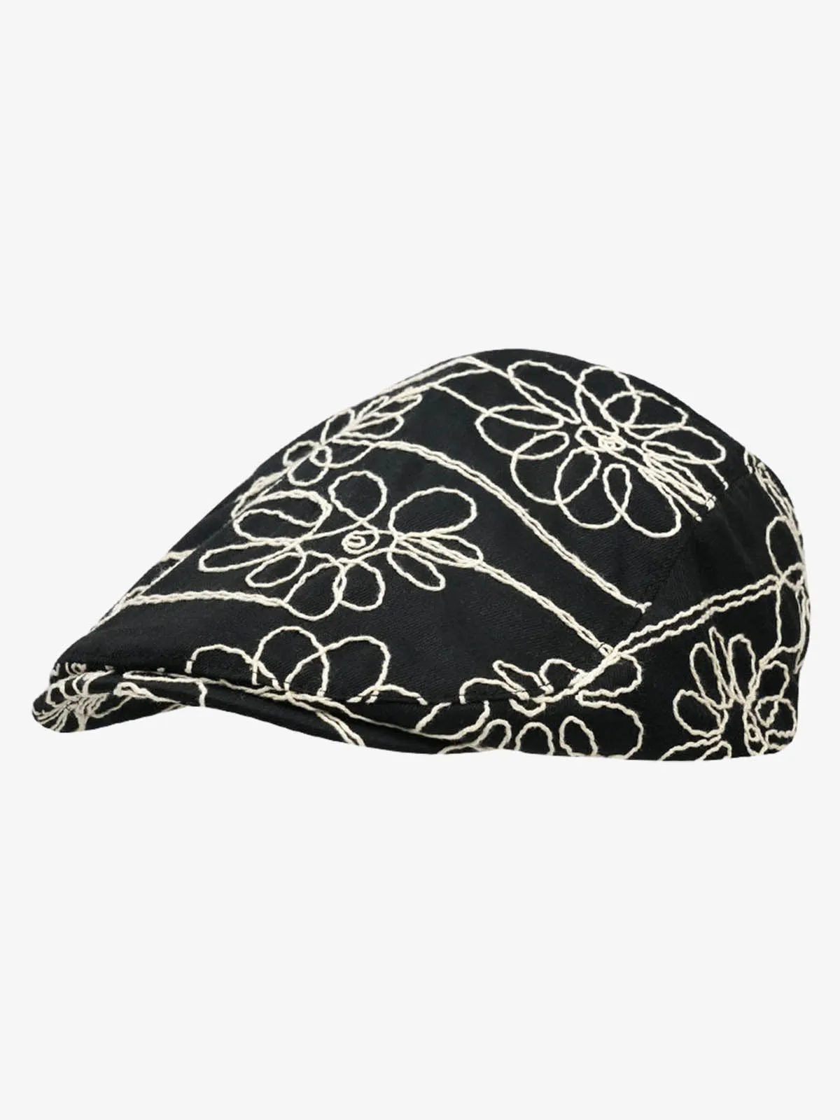 Floral Embroidered Cotton Flat Cap sold by Thesupermade