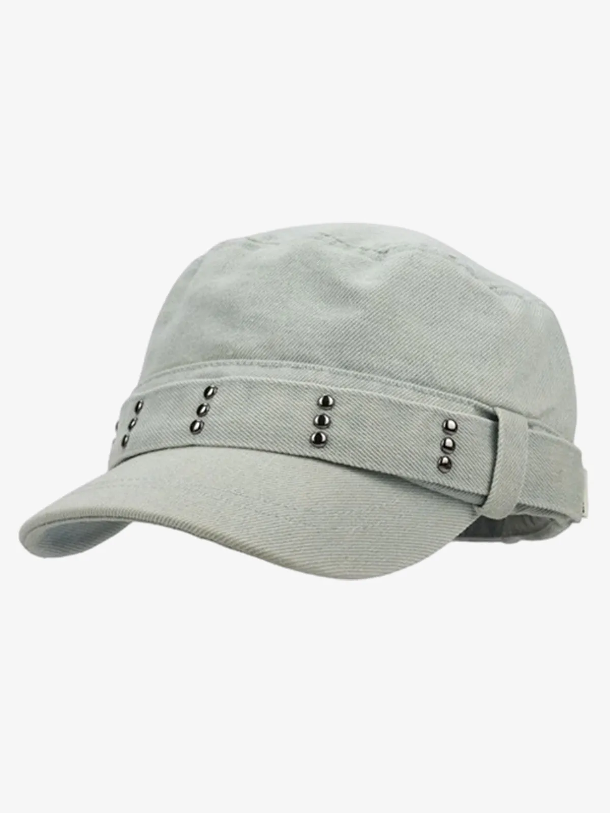 Distressed Stud Detail Cotton Flat Top Cap sold by Thesupermade product image thumbnail 2