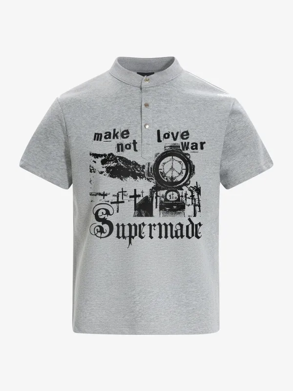 Gothic Graphic Henley Collar T-Shirt made by Thesupermade