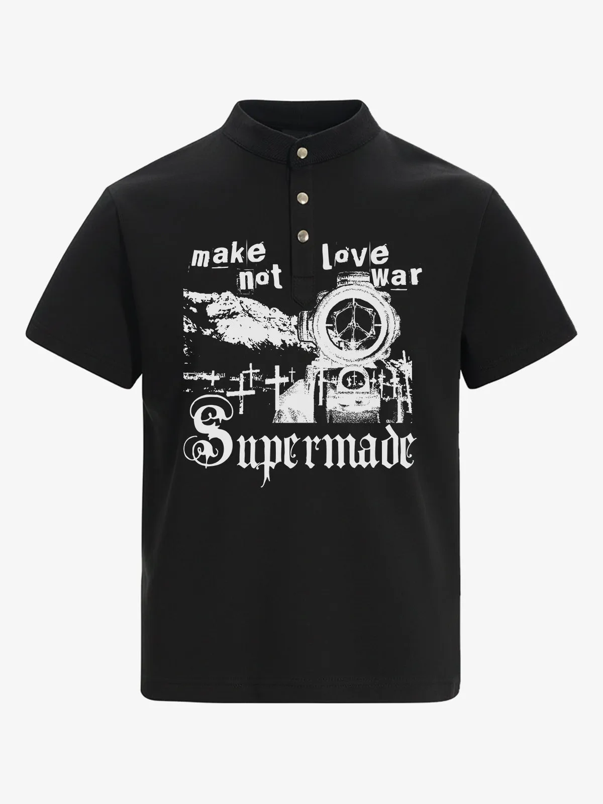 Gothic Graphic Henley Collar T-Shirt sold by Thesupermade product image thumbnail 3
