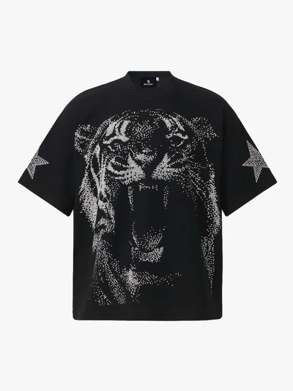 Tiger Graphic Star Sleeve T-Shirt made by Thesupermade