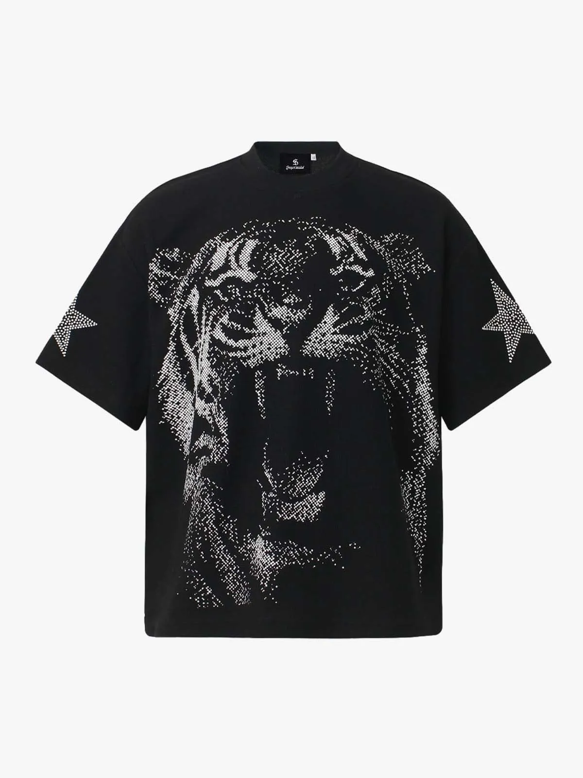 Tiger Graphic Star Sleeve T-Shirt sold by Thesupermade