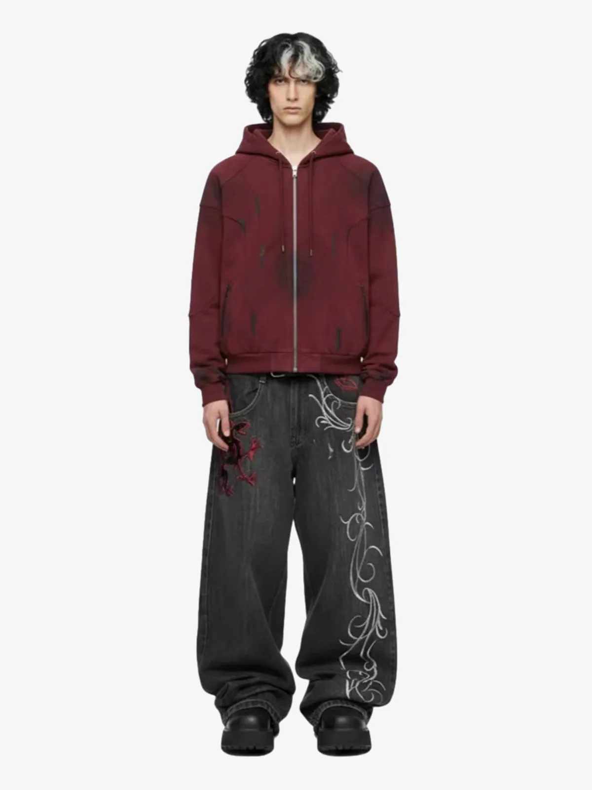 Dragon Embroidery Gothic Wide Leg Jeans sold by Thesupermade