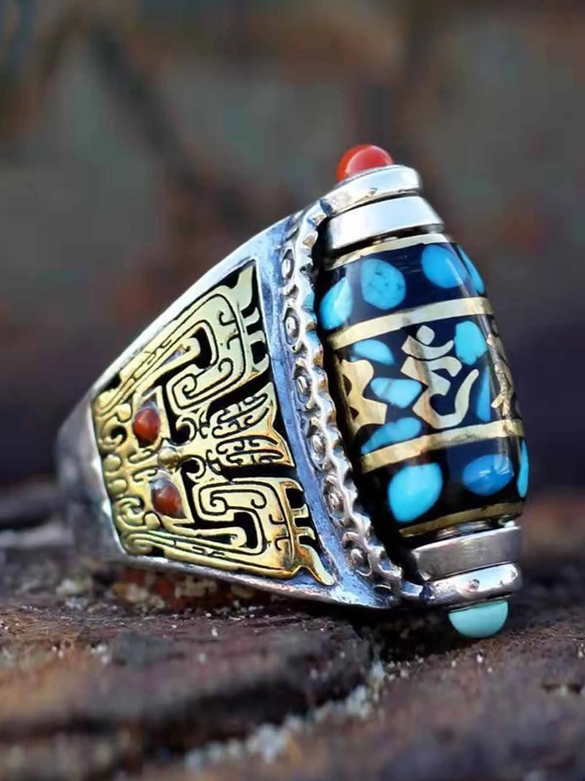 Vintage Totem Stone Ring sold by Thesupermade
