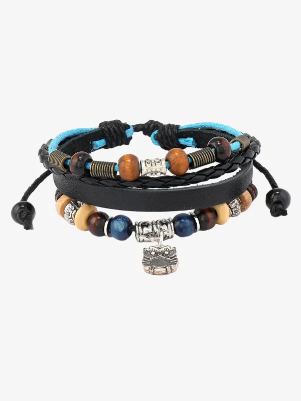 Layered Beaded Leather Bracelet made by Thesupermade