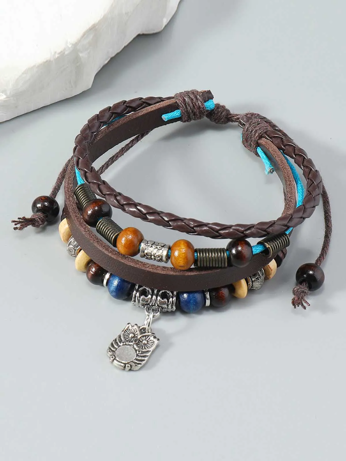 Layered Beaded Leather Bracelet sold by Thesupermade product image thumbnail 5