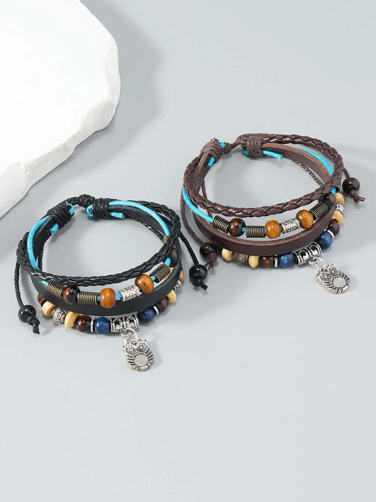 Layered Beaded Leather Bracelet sold by Thesupermade product image thumbnail 3