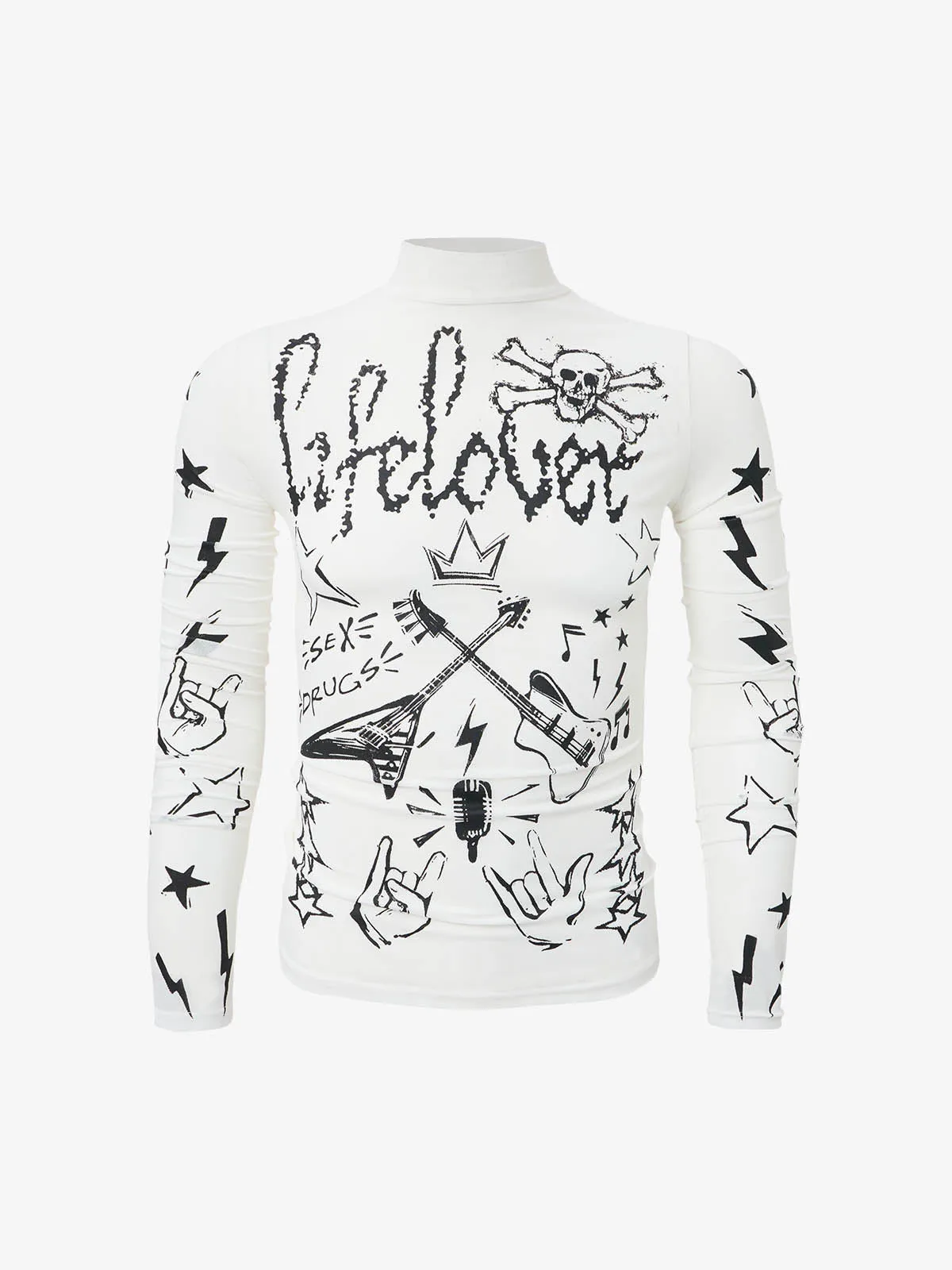 Punk Graphic Mesh Long Sleeve Top sold by Thesupermade product image thumbnail 2