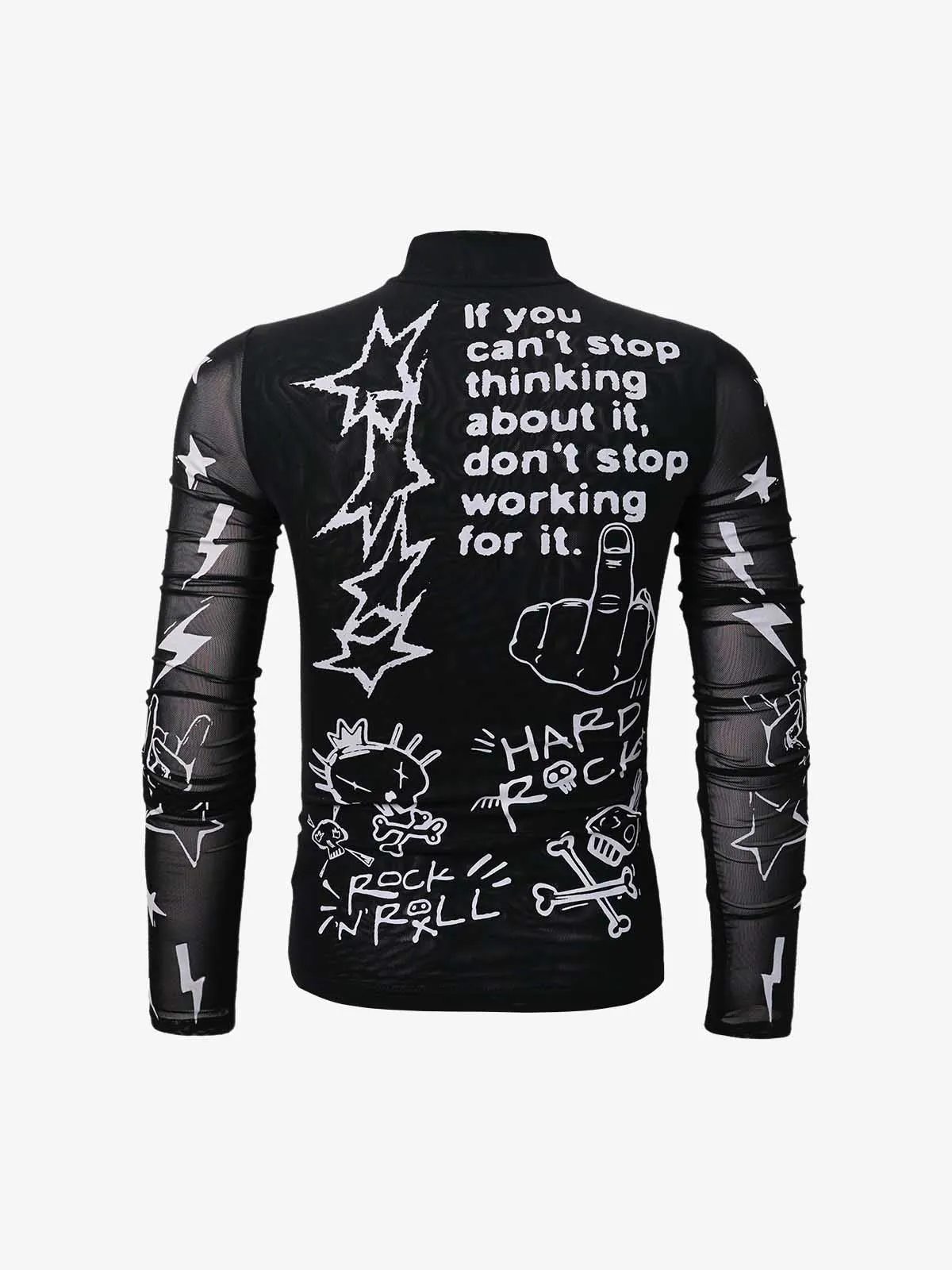 Punk Graphic Mesh Long Sleeve Top sold by Thesupermade product image thumbnail 3
