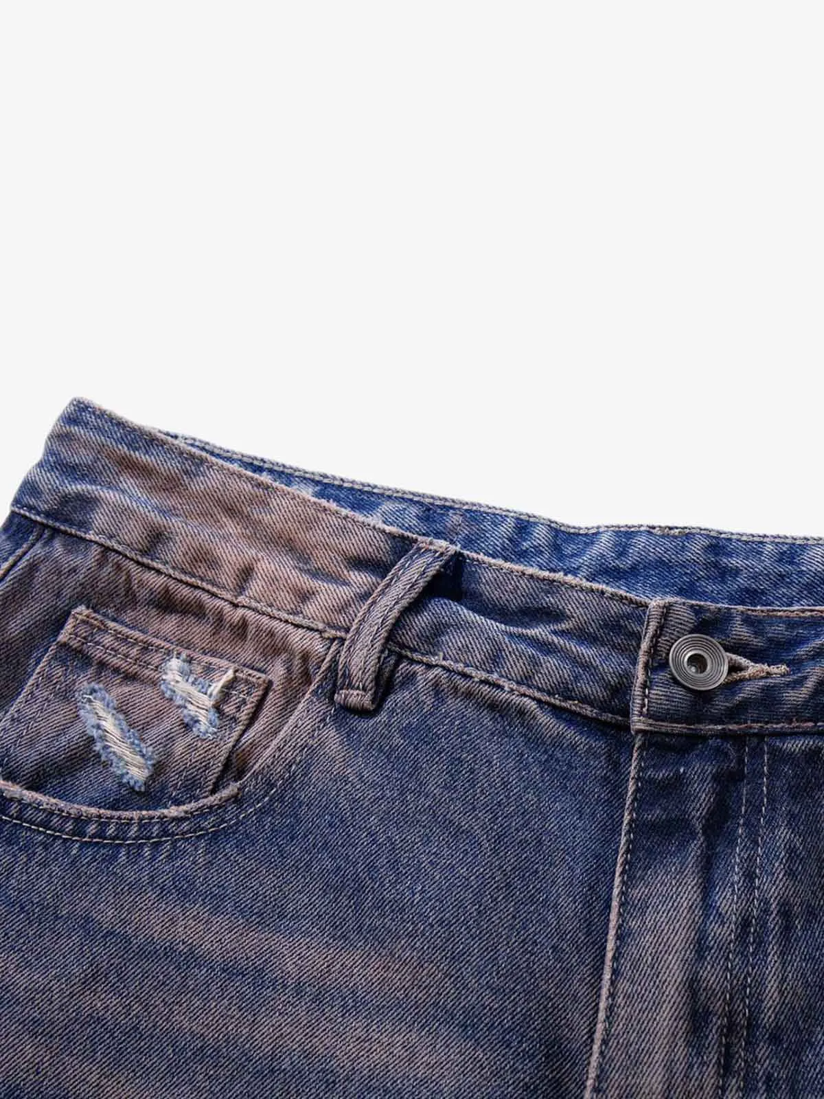 Slash Distressed Washed Denim Jeans sold by Thesupermade product image thumbnail 3