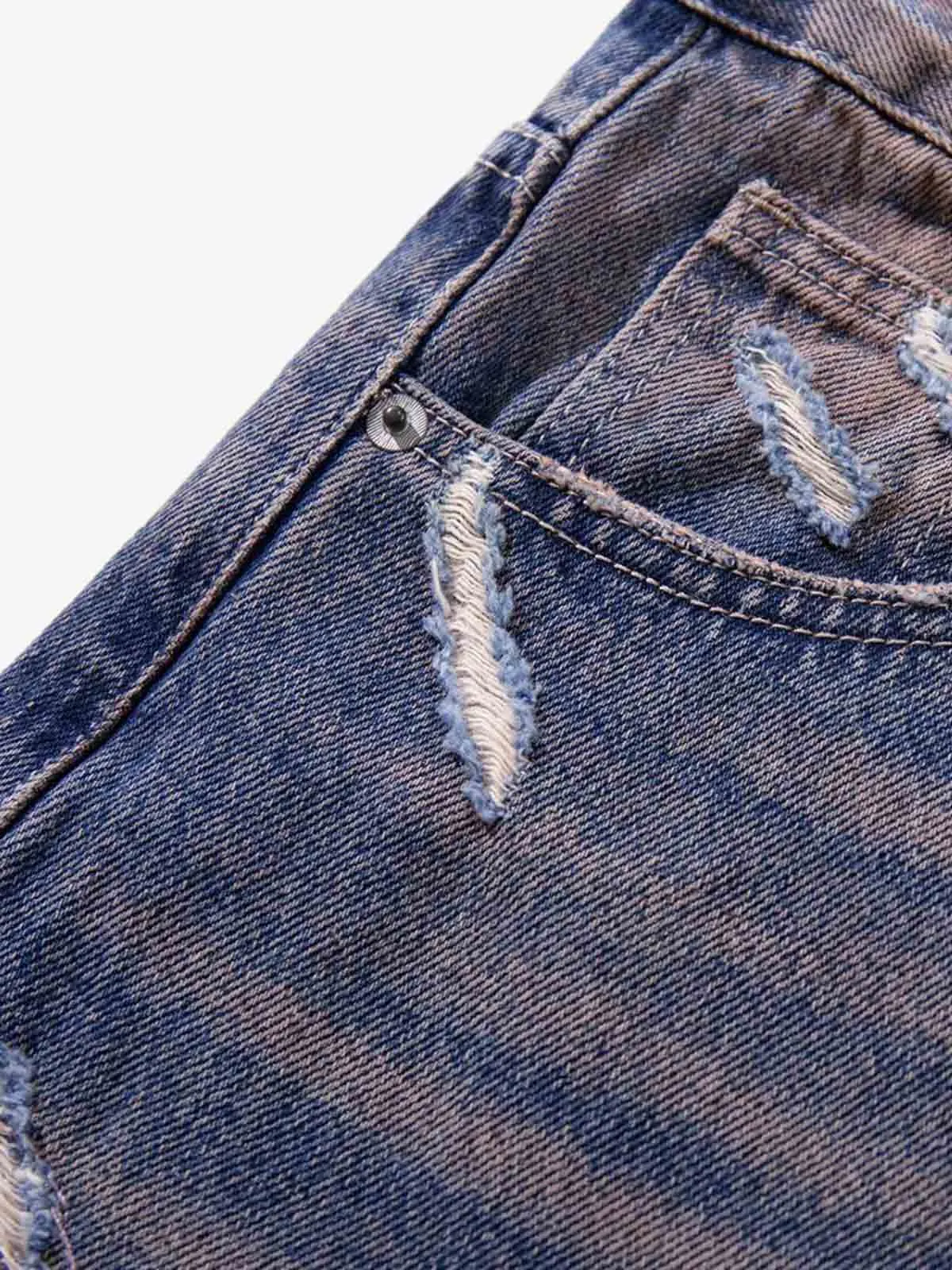 Slash Distressed Washed Denim Jeans sold by Thesupermade product image thumbnail 4