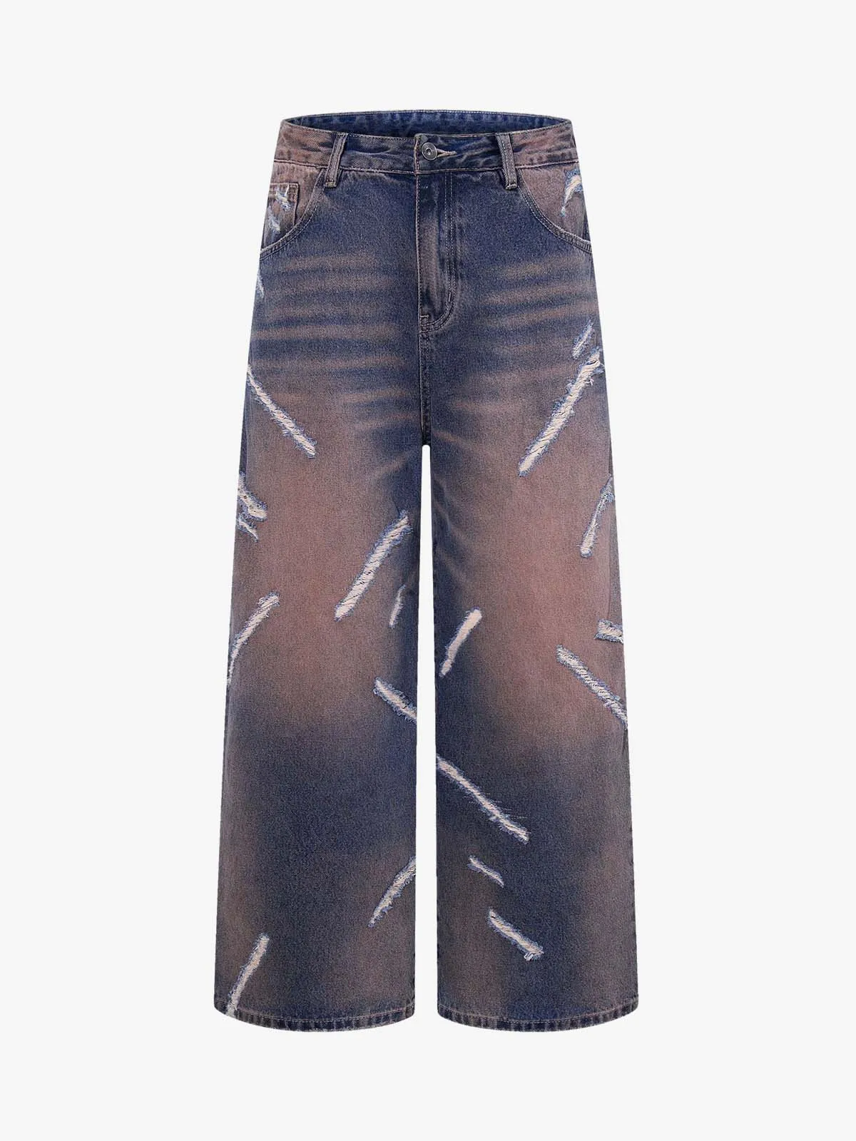Slash Distressed Washed Denim Jeans sold by Thesupermade