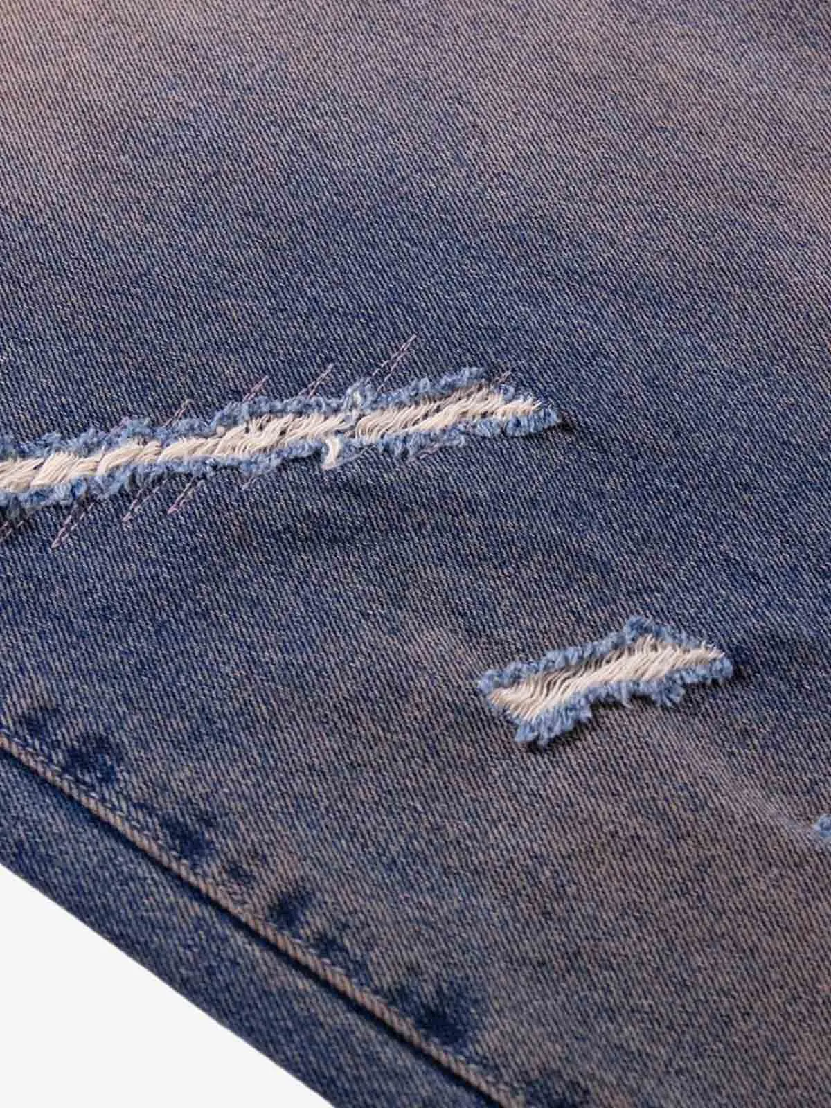 Slash Distressed Washed Denim Jeans sold by Thesupermade product image thumbnail 5
