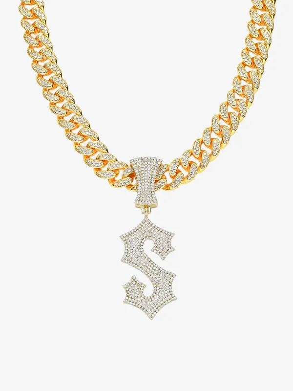 Cuban Chain Letter S Pendant Necklace made by Thesupermade
