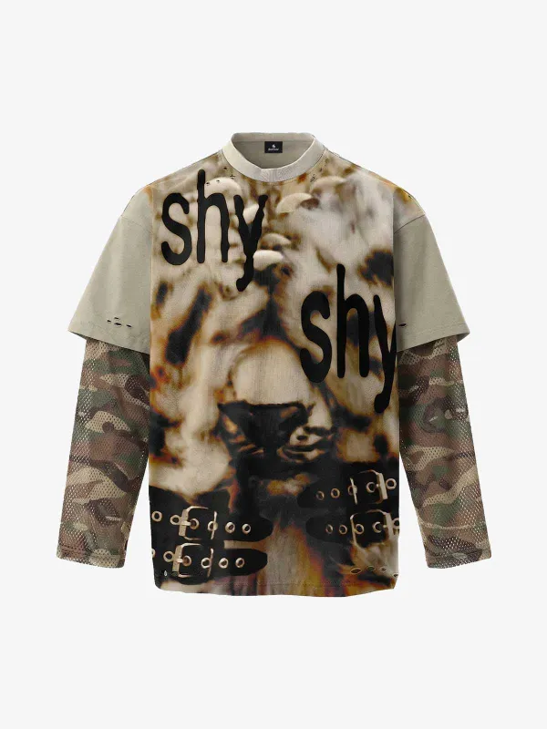 Grunge Graphic Fake Layer Camo Sleeve T-Shirt made by Thesupermade