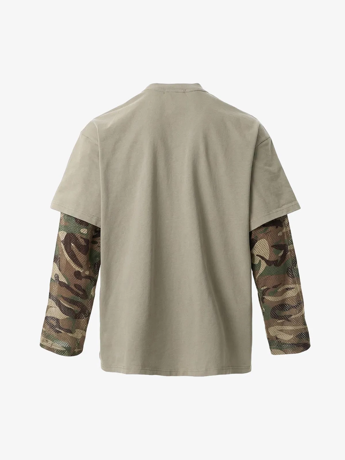 Skeleton Graphic Mesh Camo Sleeve Layered T-Shirt sold by Thesupermade product image thumbnail 2
