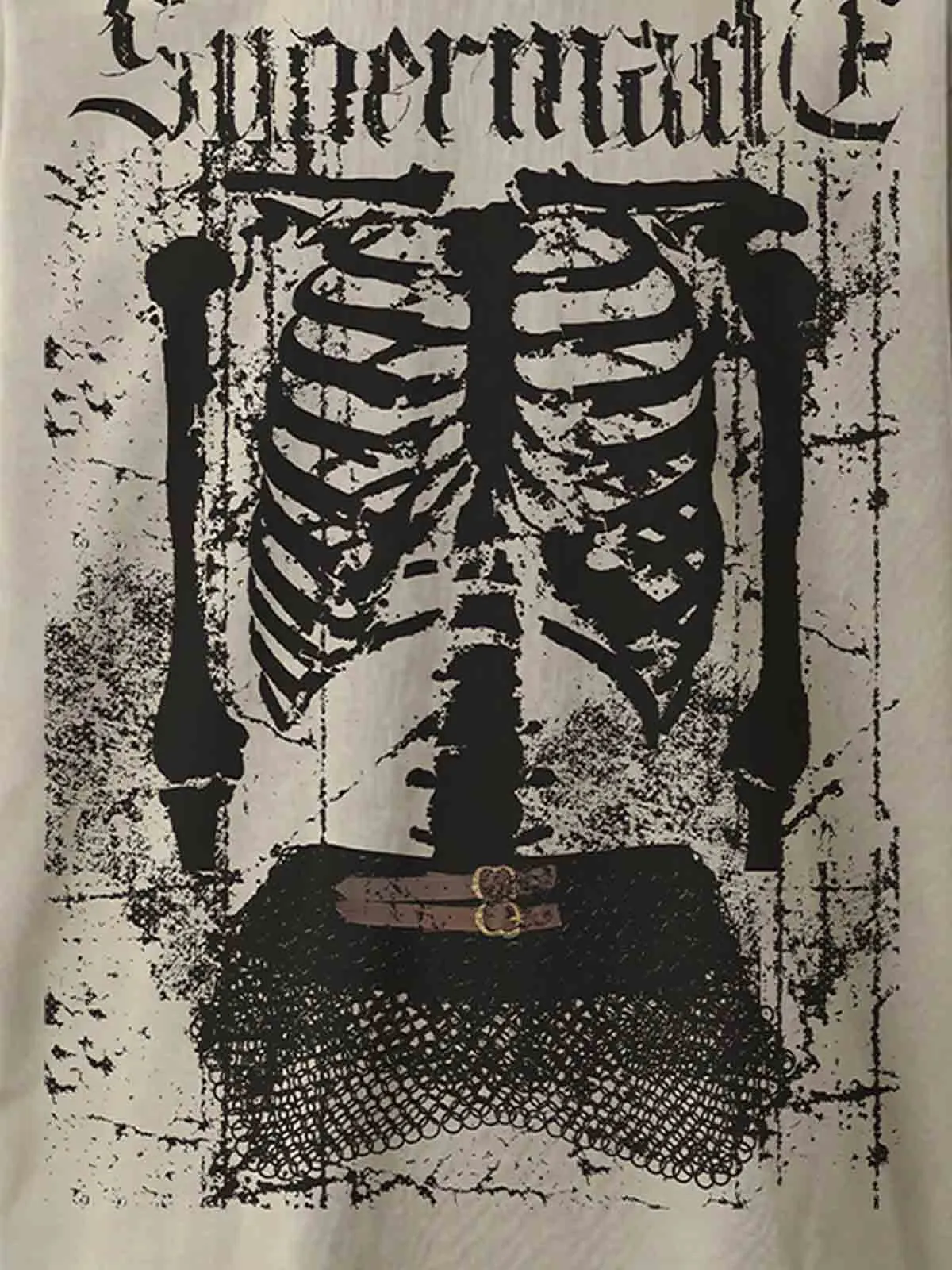Skeleton Graphic Mesh Camo Sleeve Layered T-Shirt sold by Thesupermade product image thumbnail 4