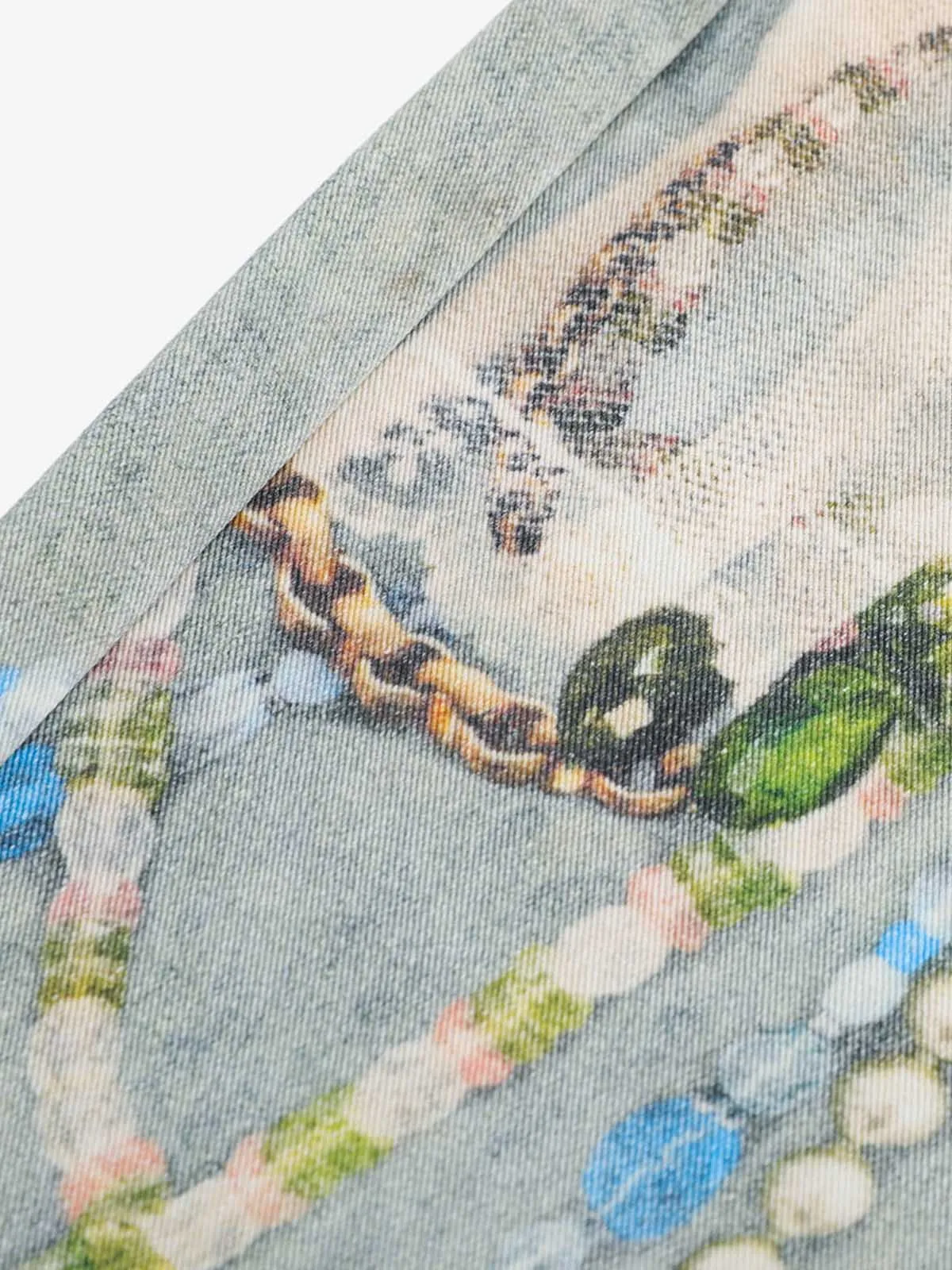 Jewelry Pearl Graphic Print 3D Effect Denim Shorts sold by Thesupermade product image thumbnail 5