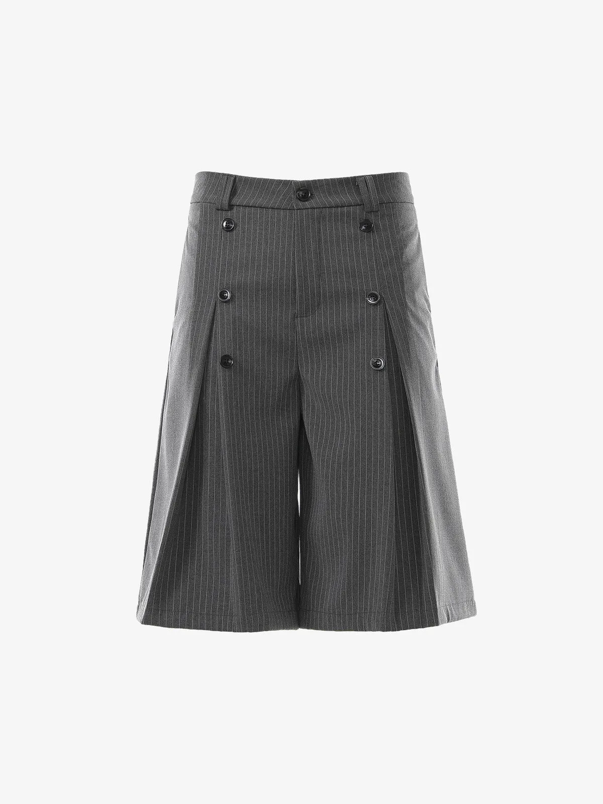 Pinstripe Double-Breasted Pleated Shorts sold by Thesupermade