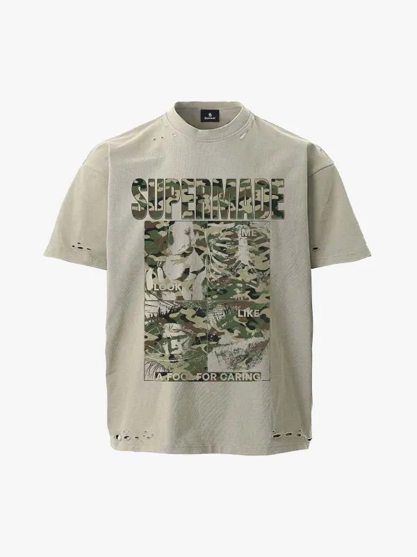 Distressed Camo Graphic T-Shirt made by Thesupermade