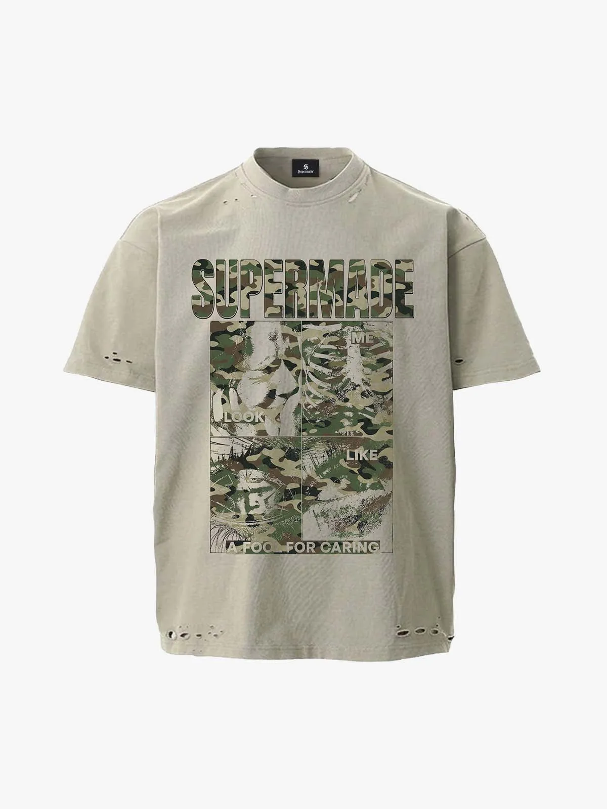 Distressed Camo Graphic T-Shirt sold by Thesupermade