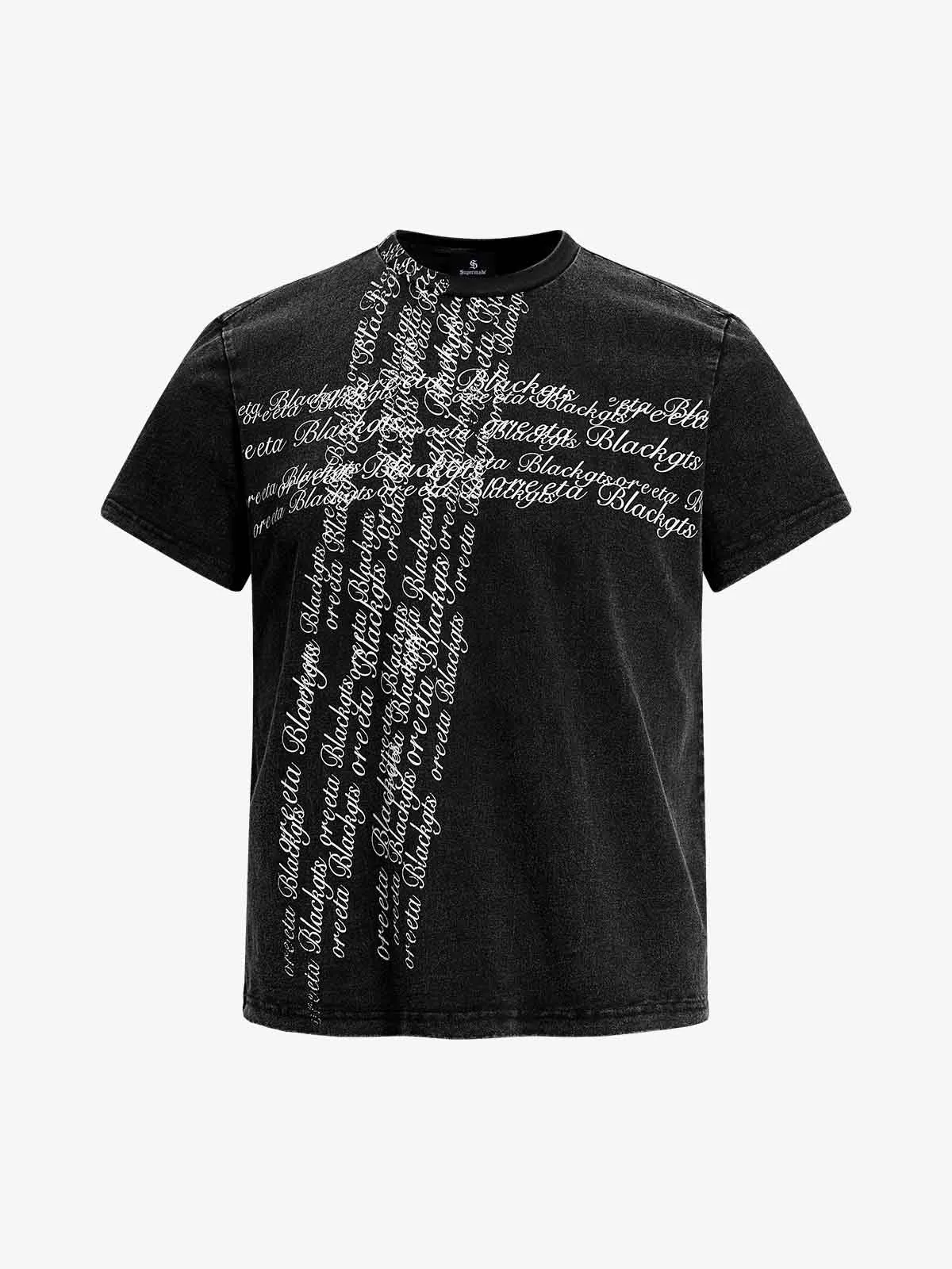 Cross Script Typography T-Shirt sold by Thesupermade product image thumbnail 2